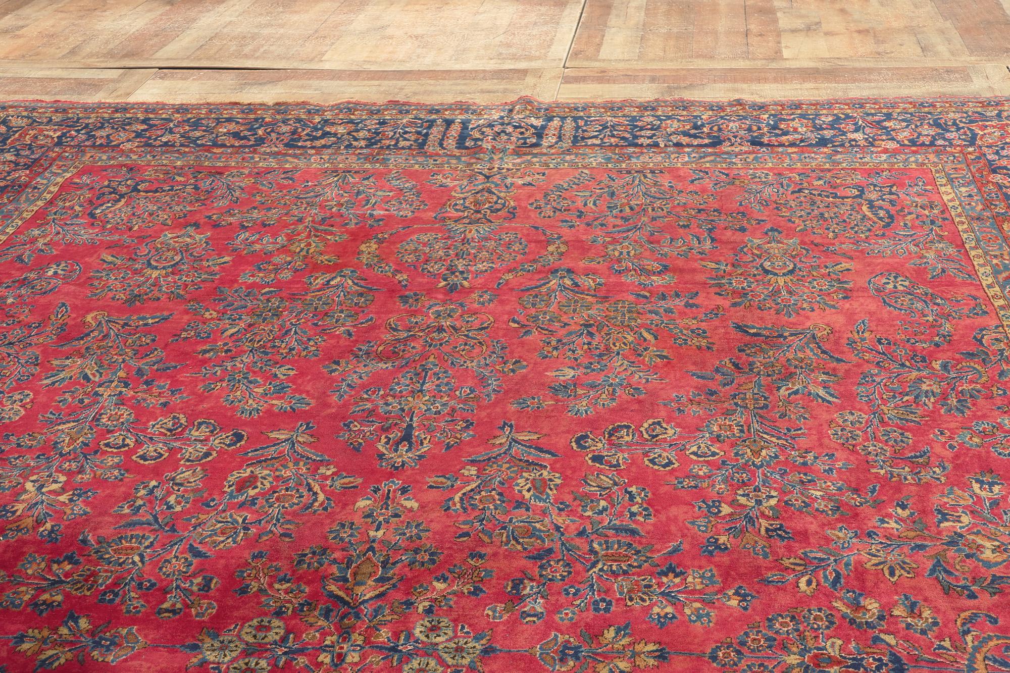 Antique Persian Kashan Rug with Art Nouveau Style in Rich Jewel Tones 7