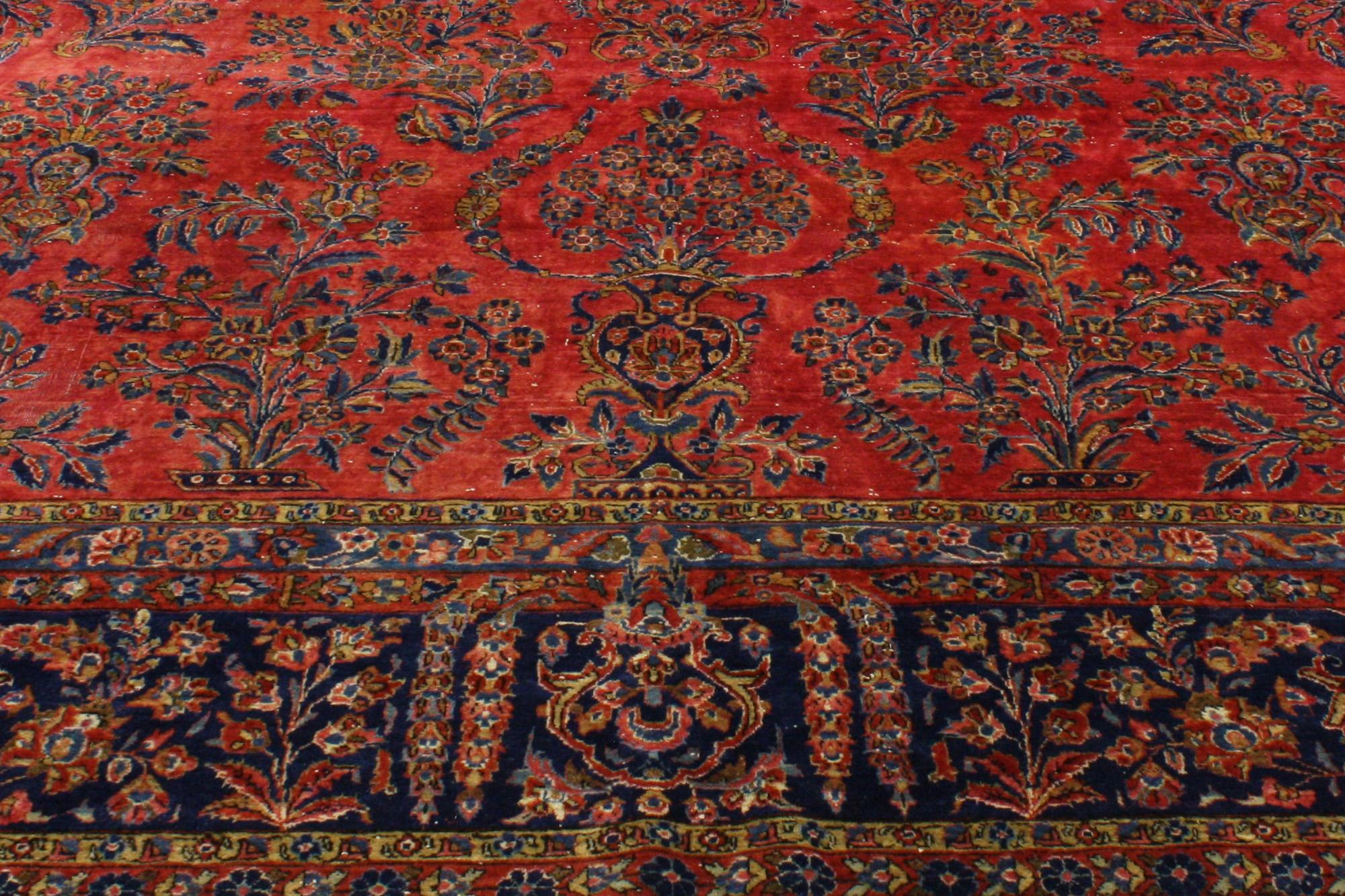 20th Century Antique Persian Kashan Rug with Art Nouveau Style in Rich Jewel Tones