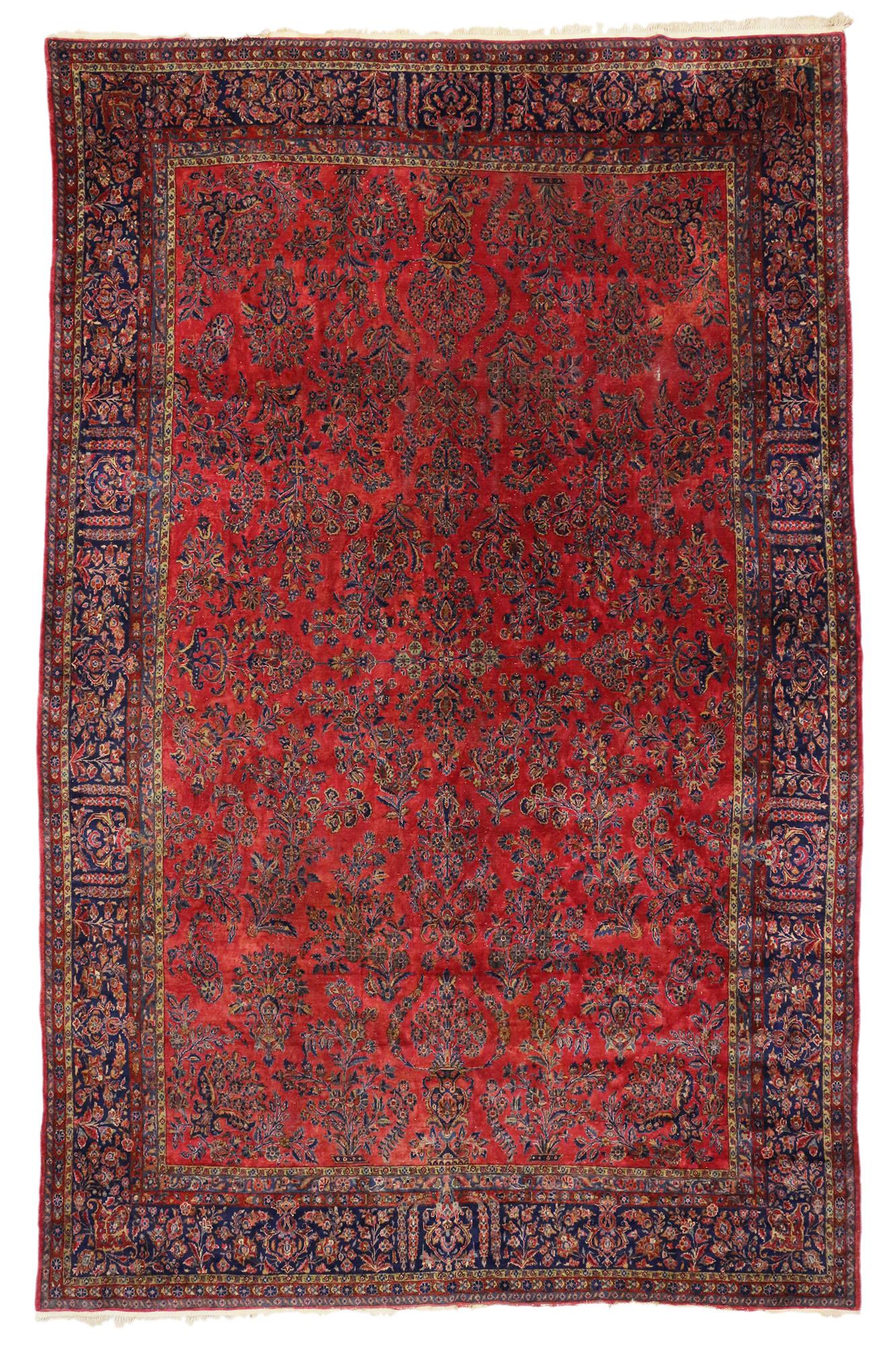 Antique Persian Kashan Rug with Art Nouveau Style in Rich Jewel Tones 8