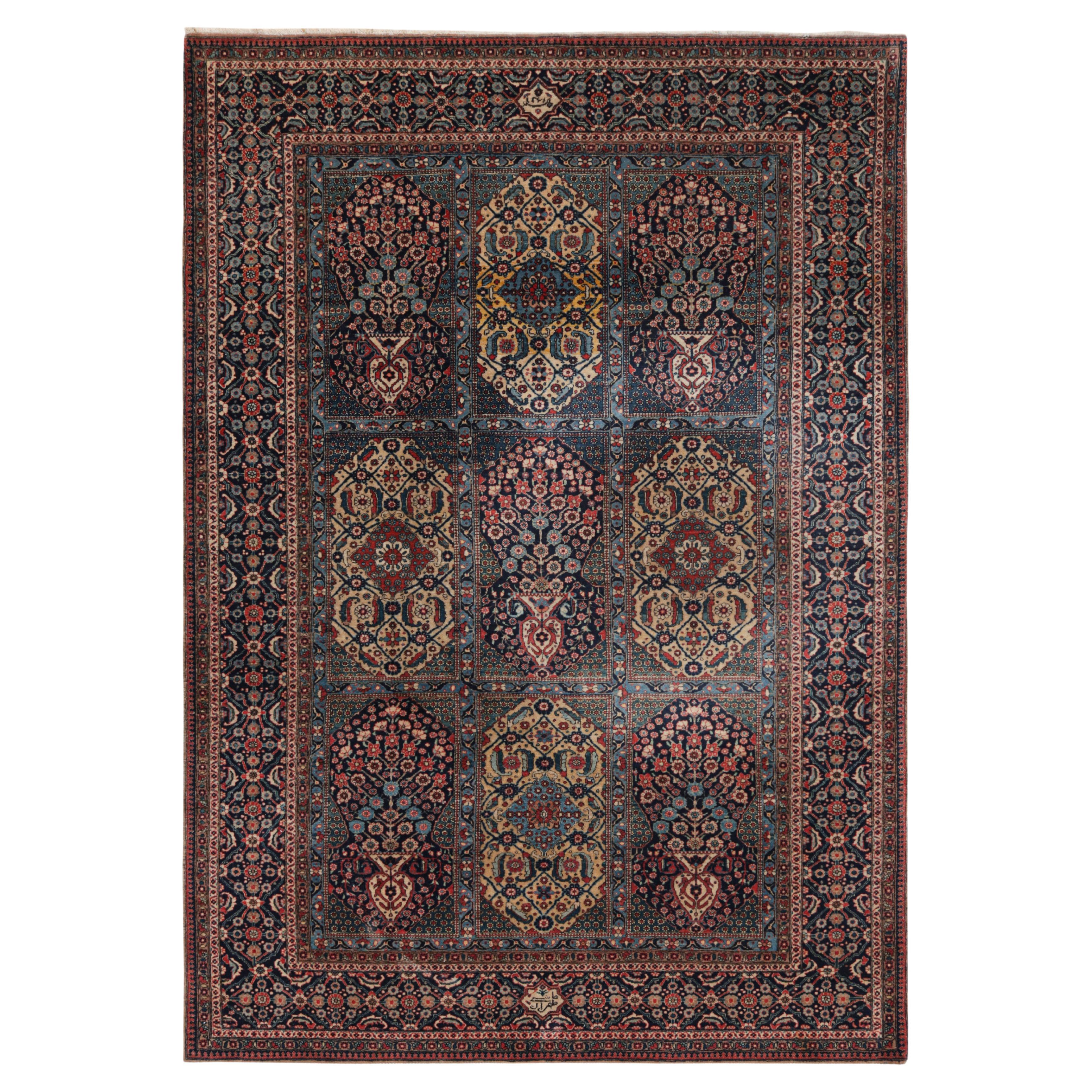 Antique Persian Kashan Rug with Floral & Geometric Medallions, from Rug & Kilim