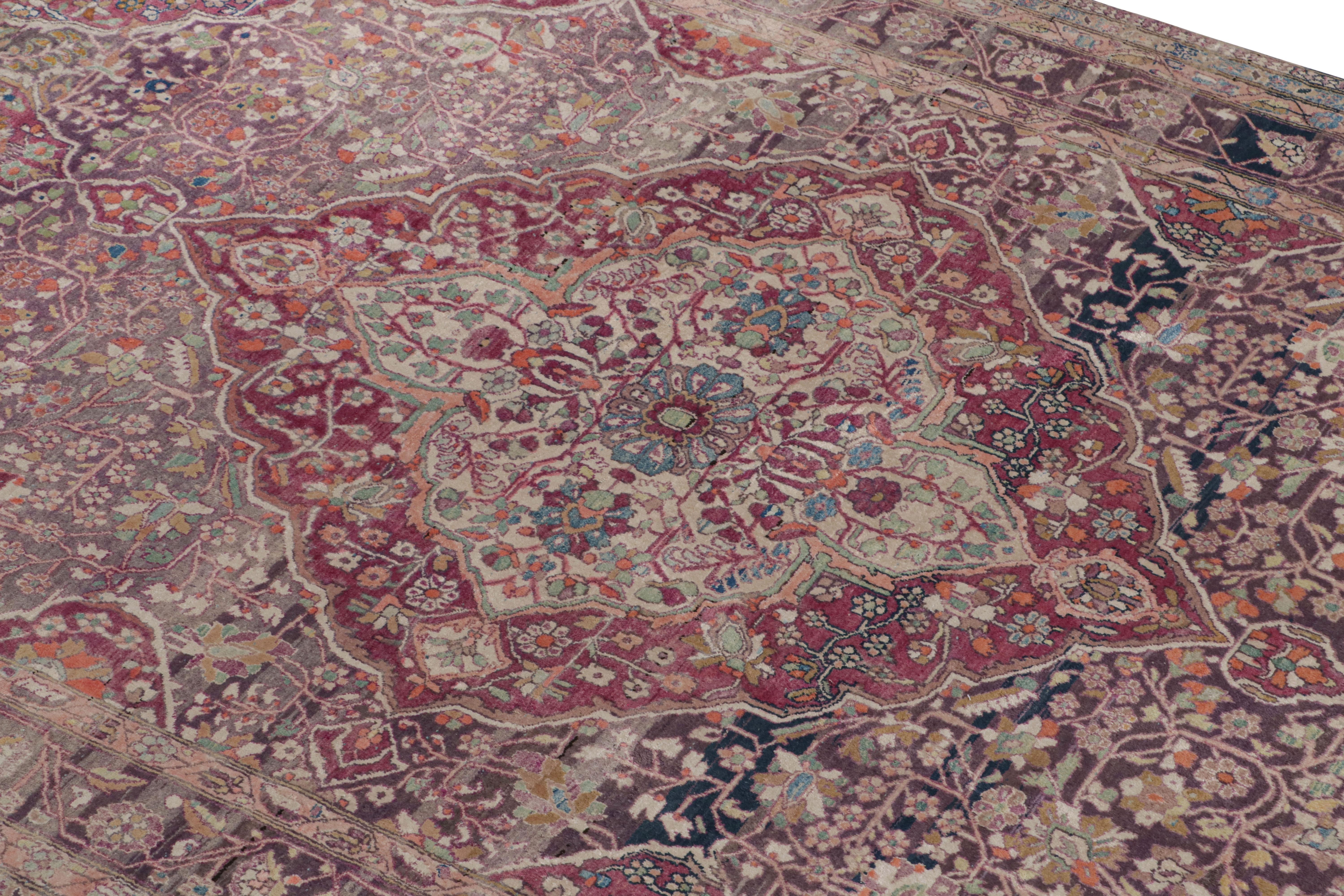 Silk Antique Persian Kashan Rug with Medallion and Floral Patterns, from Rug & Kilim For Sale