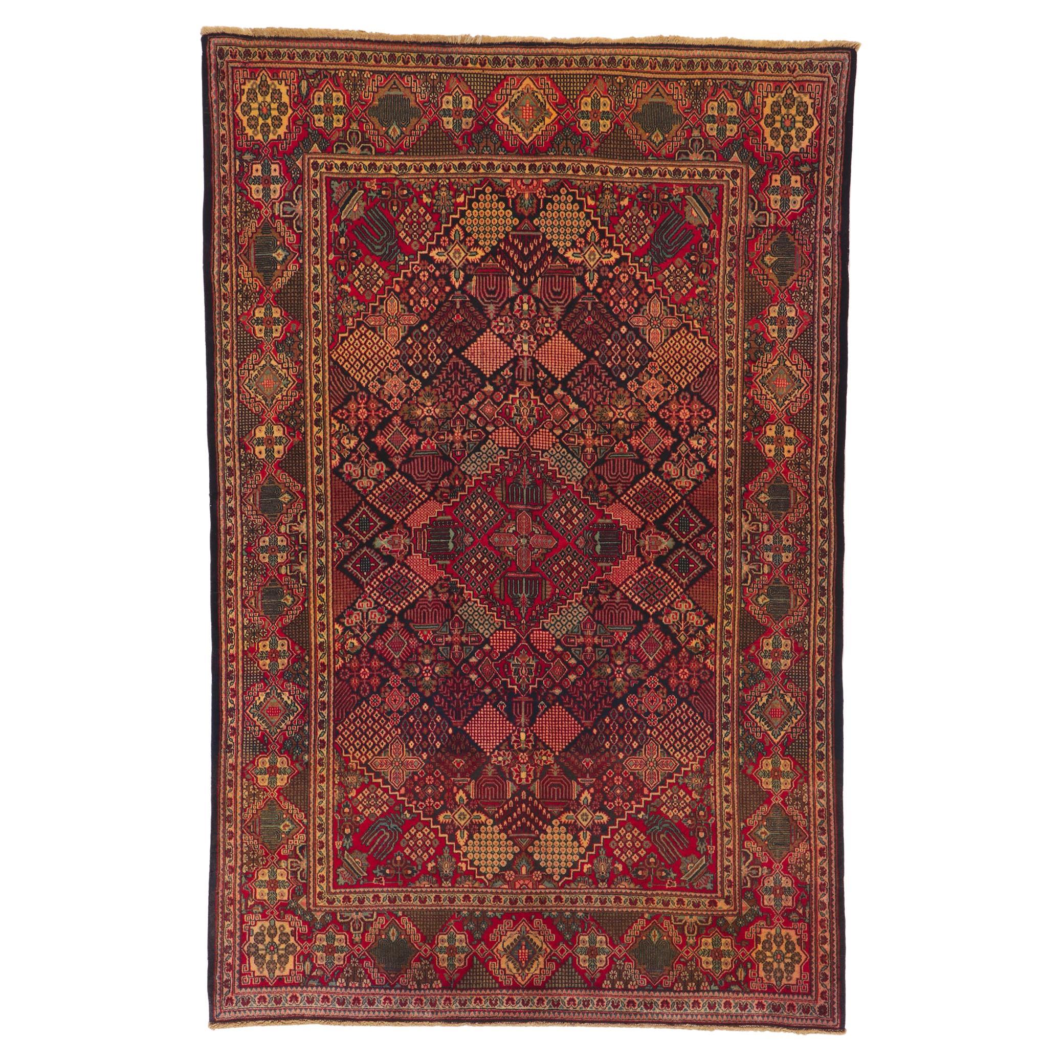 Antique Persian Kashan Rug with Millefleur Design For Sale at 1stDibs