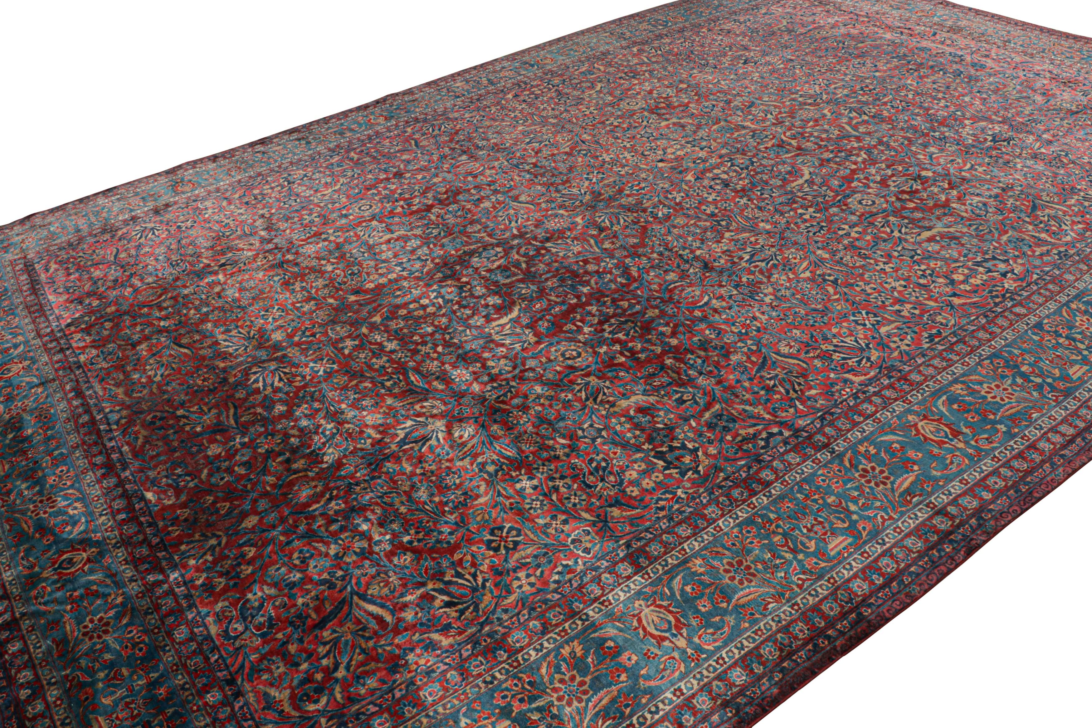 Hand-knotted with Manchester wool, an antique 12x17 Persian Kashan rug circa 1920-1930 - curated by Rug & Kilim.

On the Design:

Particularly a rare oversized rug, this piece is one of the few Kashani rugs of its size one might find today in such