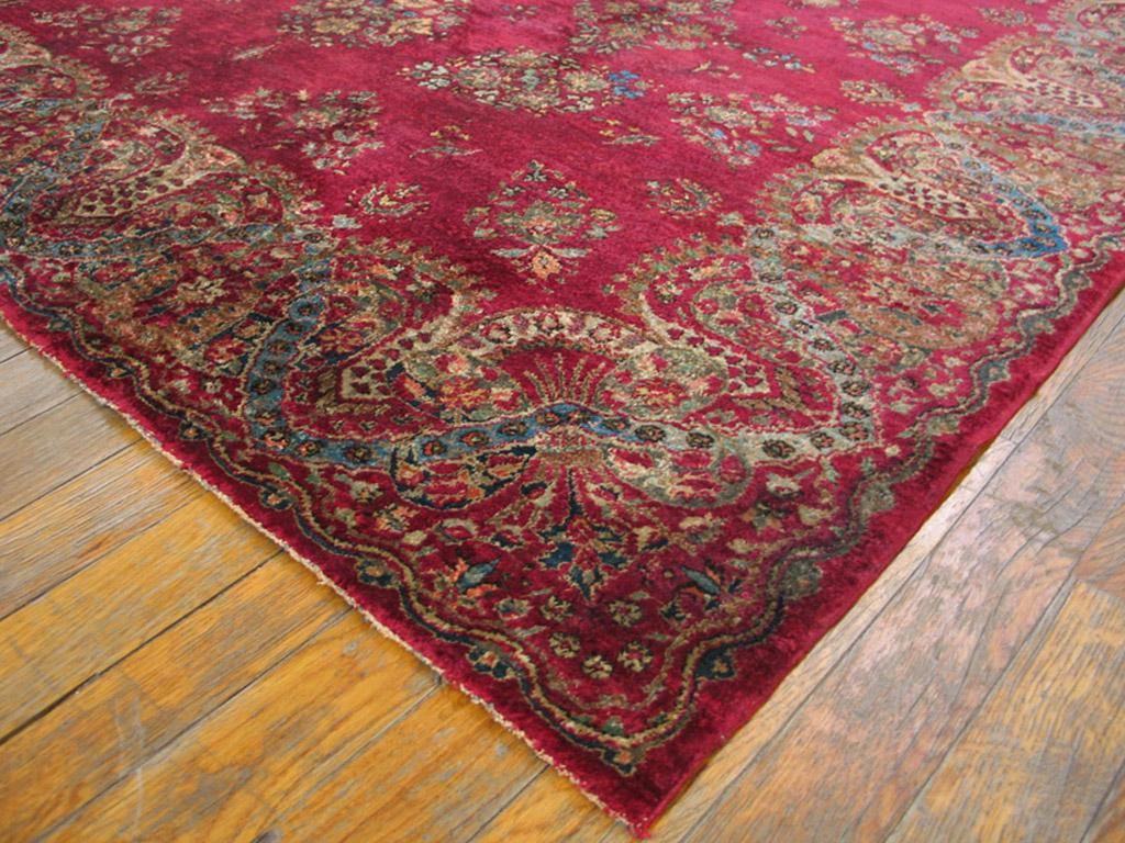 Hand-Knotted Antique Persian Silk Kashan Carpet For Sale
