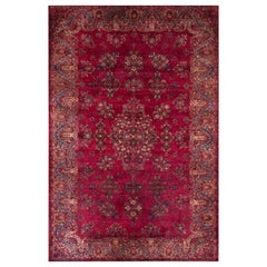 Antique Persian Silk Kashan Carpet