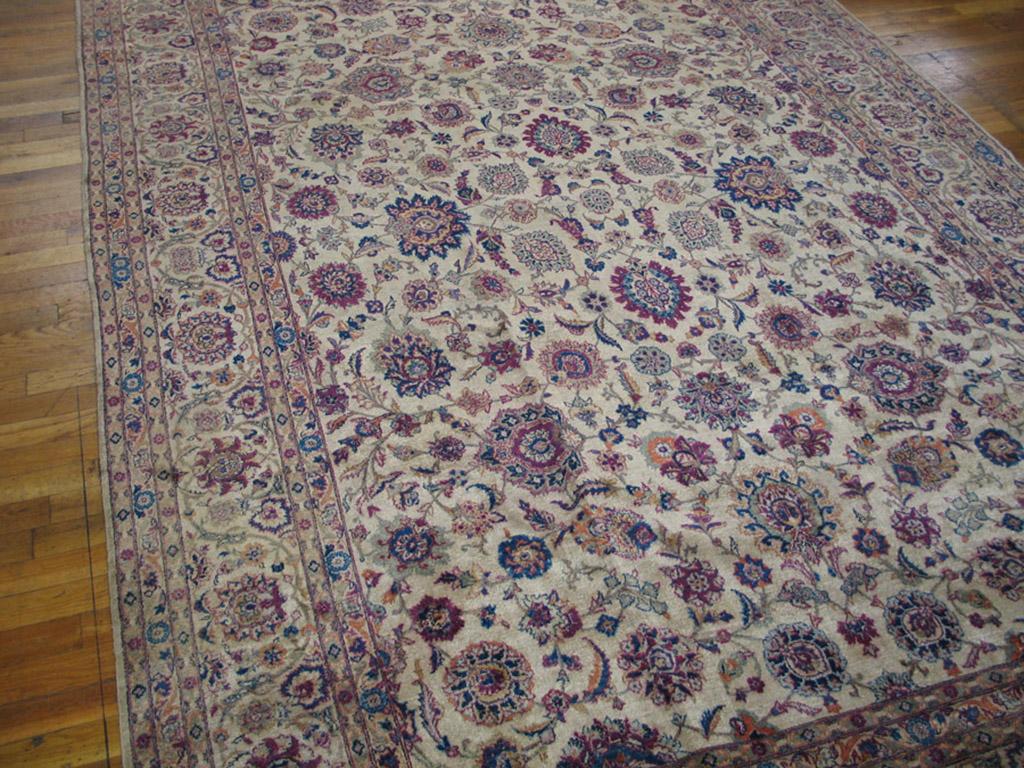 Hand-Knotted Antique Persian  Kashan Silk Rug For Sale