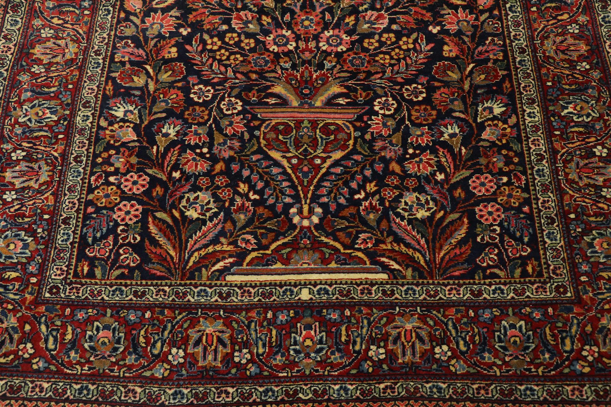 20th Century Antique Persian Kashan Vase Prayer Rug with Art Nouveau Style For Sale