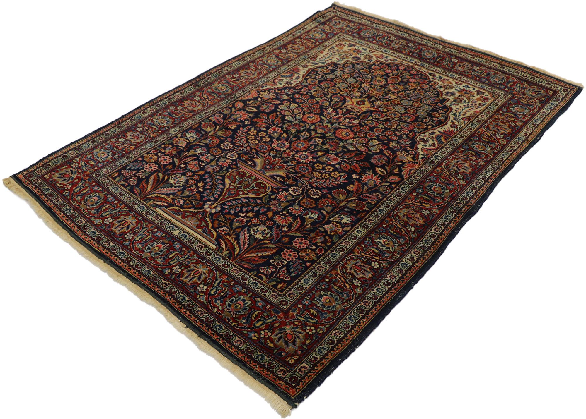 Antique Persian Kashan Vase Prayer Rug with Art Nouveau Style For Sale 3