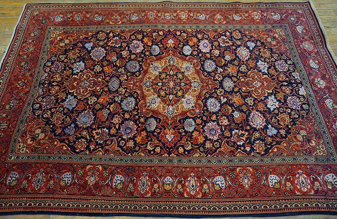 Hand-Knotted Early 20th Century Persian Silk & Wool Kashan Carpet ( 4'4