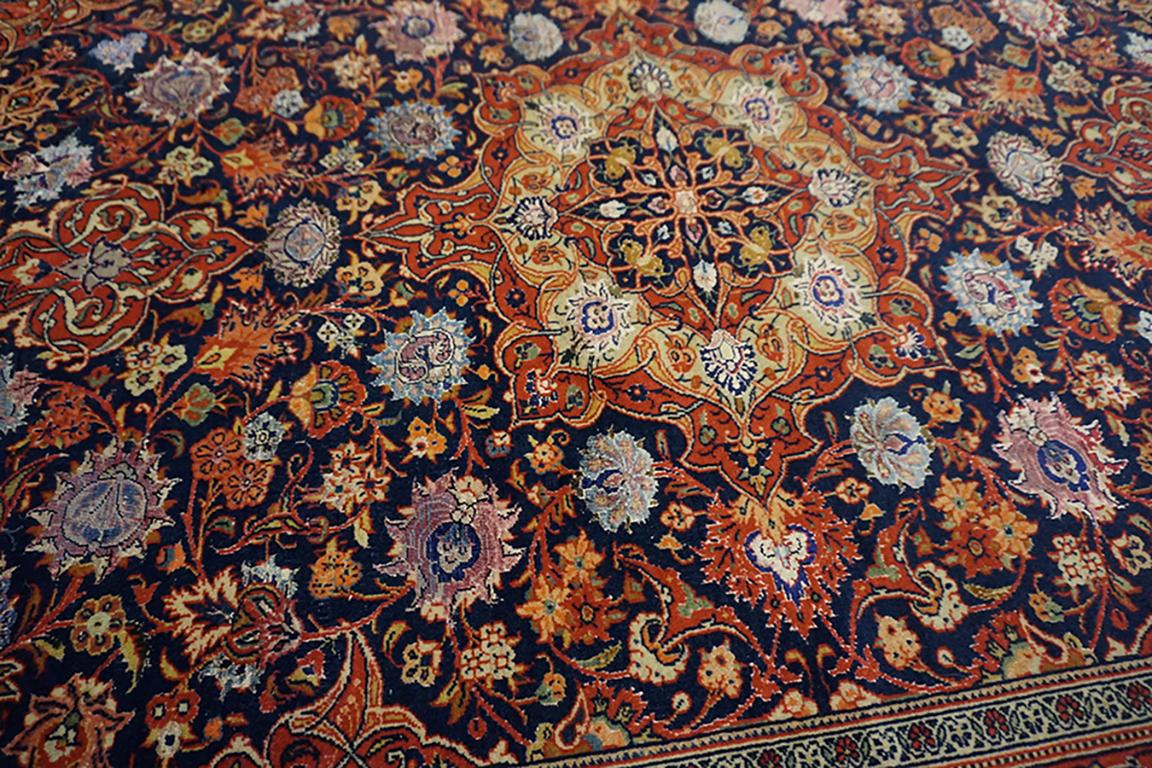 Early 20th Century Persian Silk & Wool Kashan Carpet ( 4'4