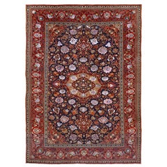 Persischer Kashan-Teppich aus Seide und Wolle aus dem frühen 20. Jahrhundert ( 4'4" x 6'6' - 132 x 198 )