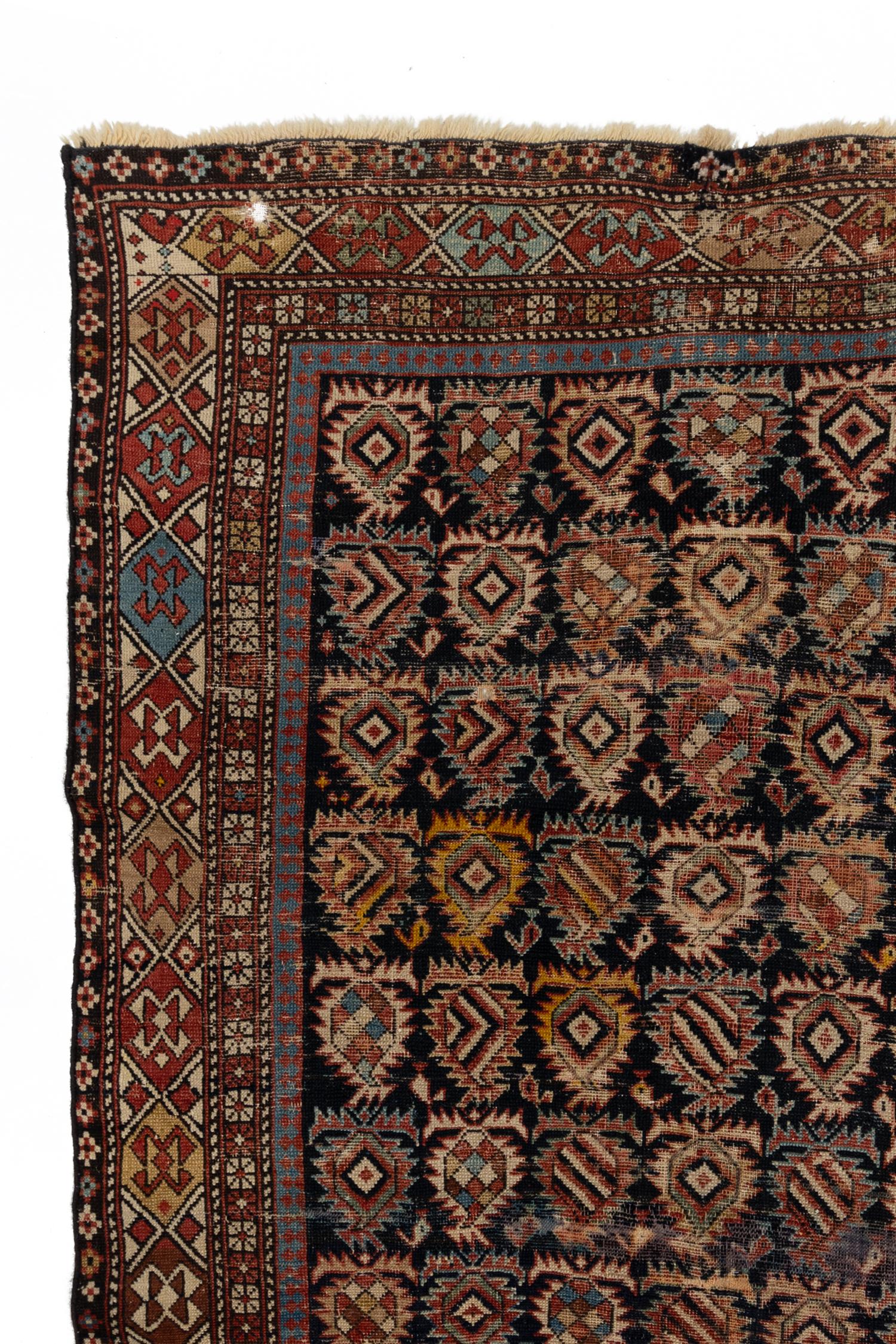 Hand-Woven Antique Persian Kazak Rug For Sale
