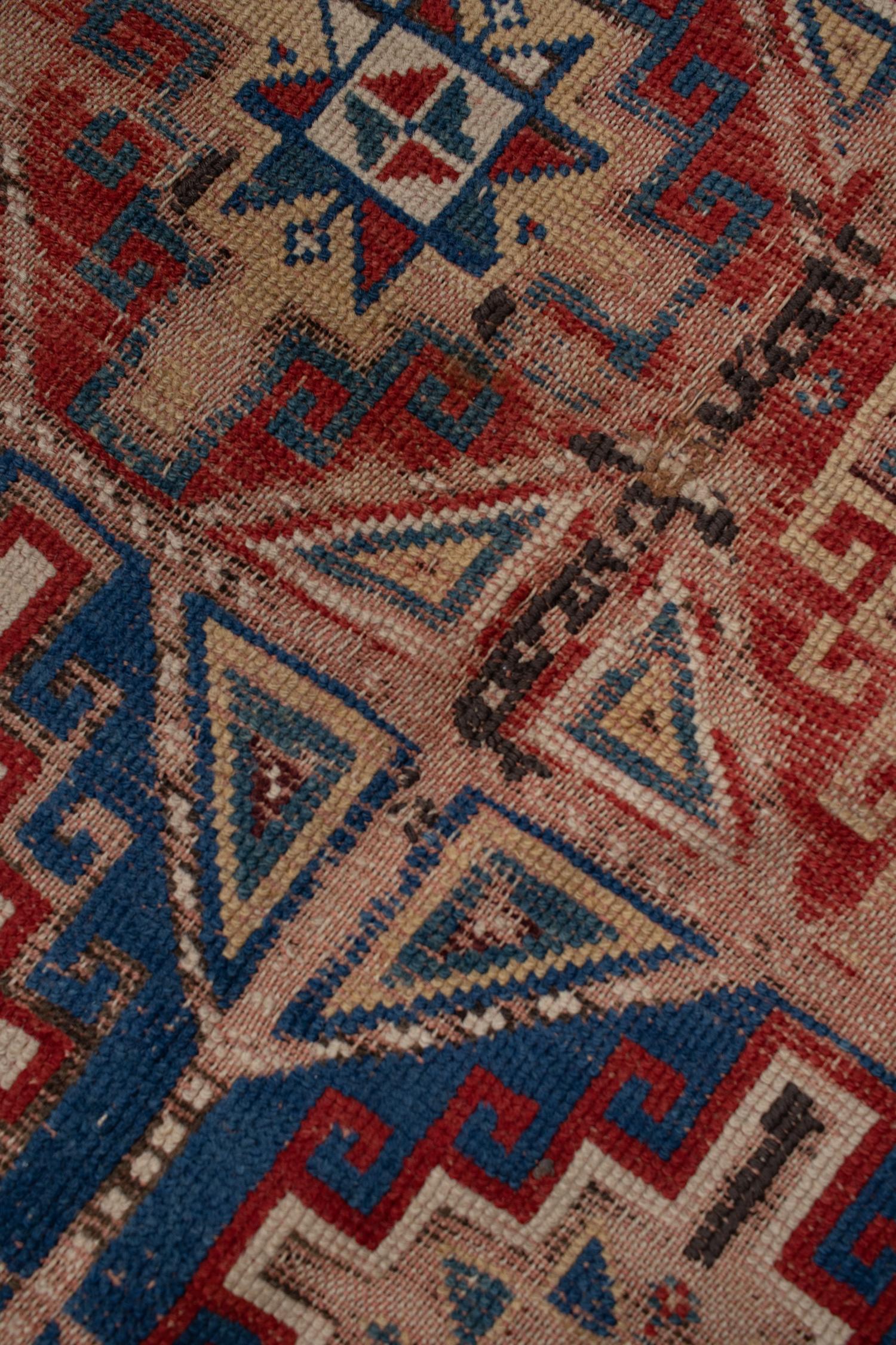 Hand-Woven Antique Persian Kazak Rug For Sale