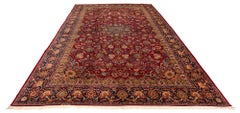 Antique Persian Kazvin Rug w/ Classic Floral Motif with Burgundy Navy Green Wool