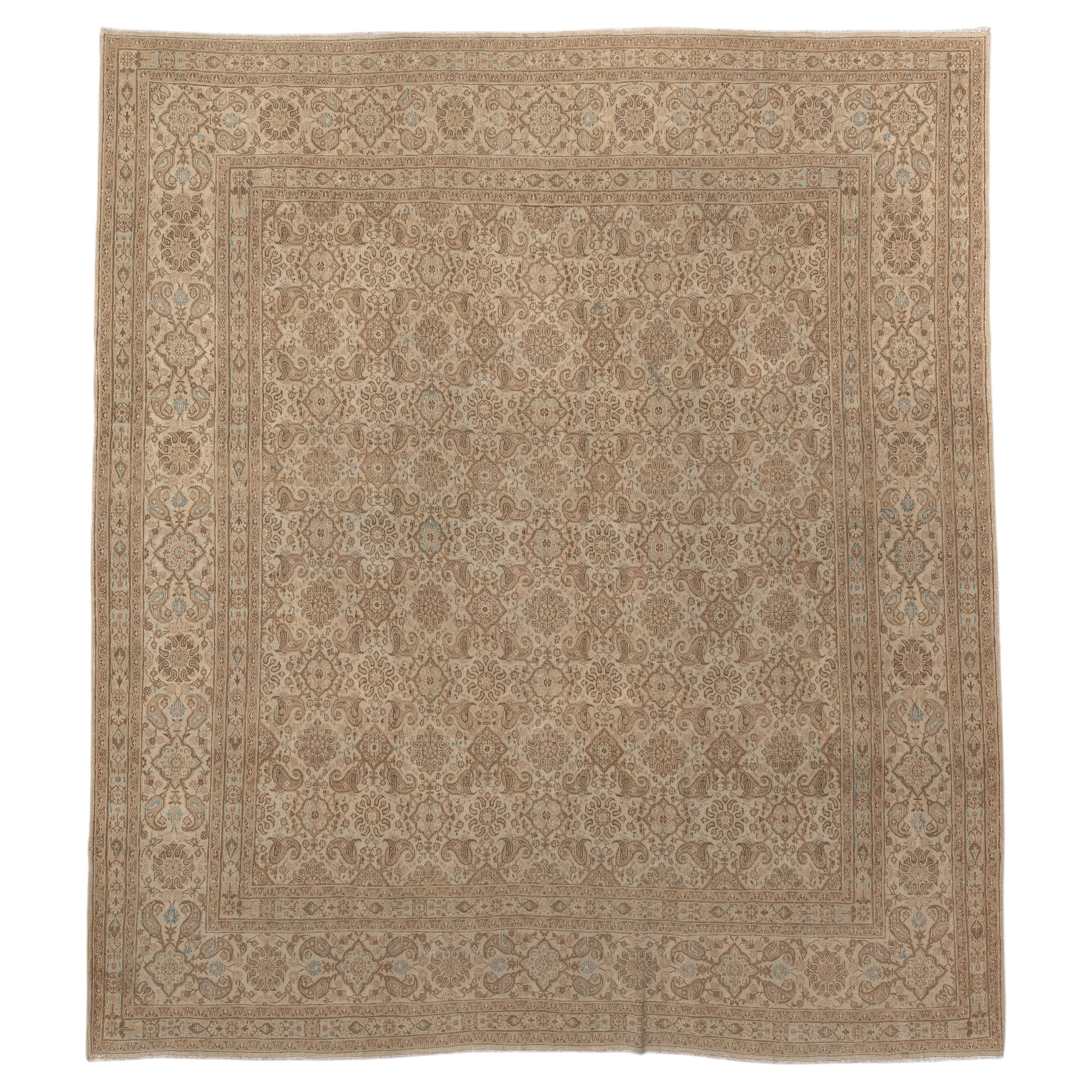 Antique Persian Kazvin Rug in Camel and Taupe Tone-on-Tone, circa 1920s
