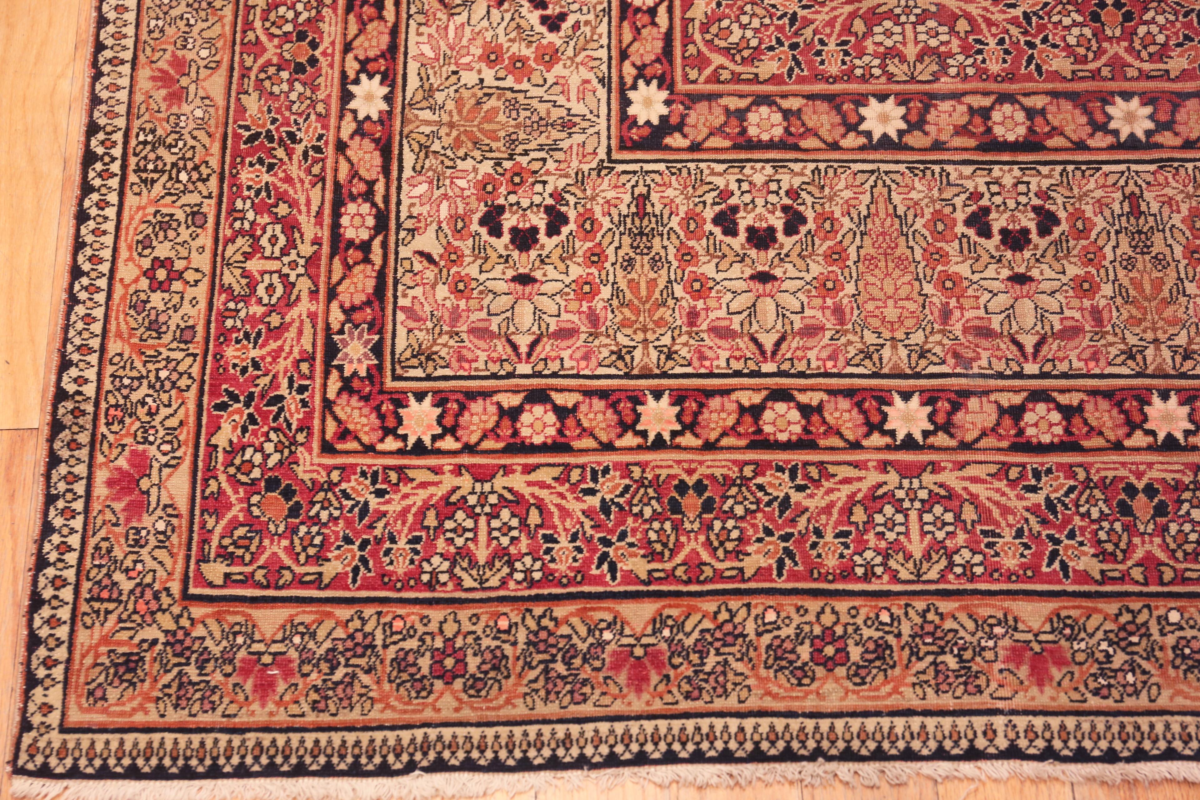 Hand-Knotted Antique Persian Kerman Area Rug. 10 ft 10 in x 14 ft 4 in For Sale