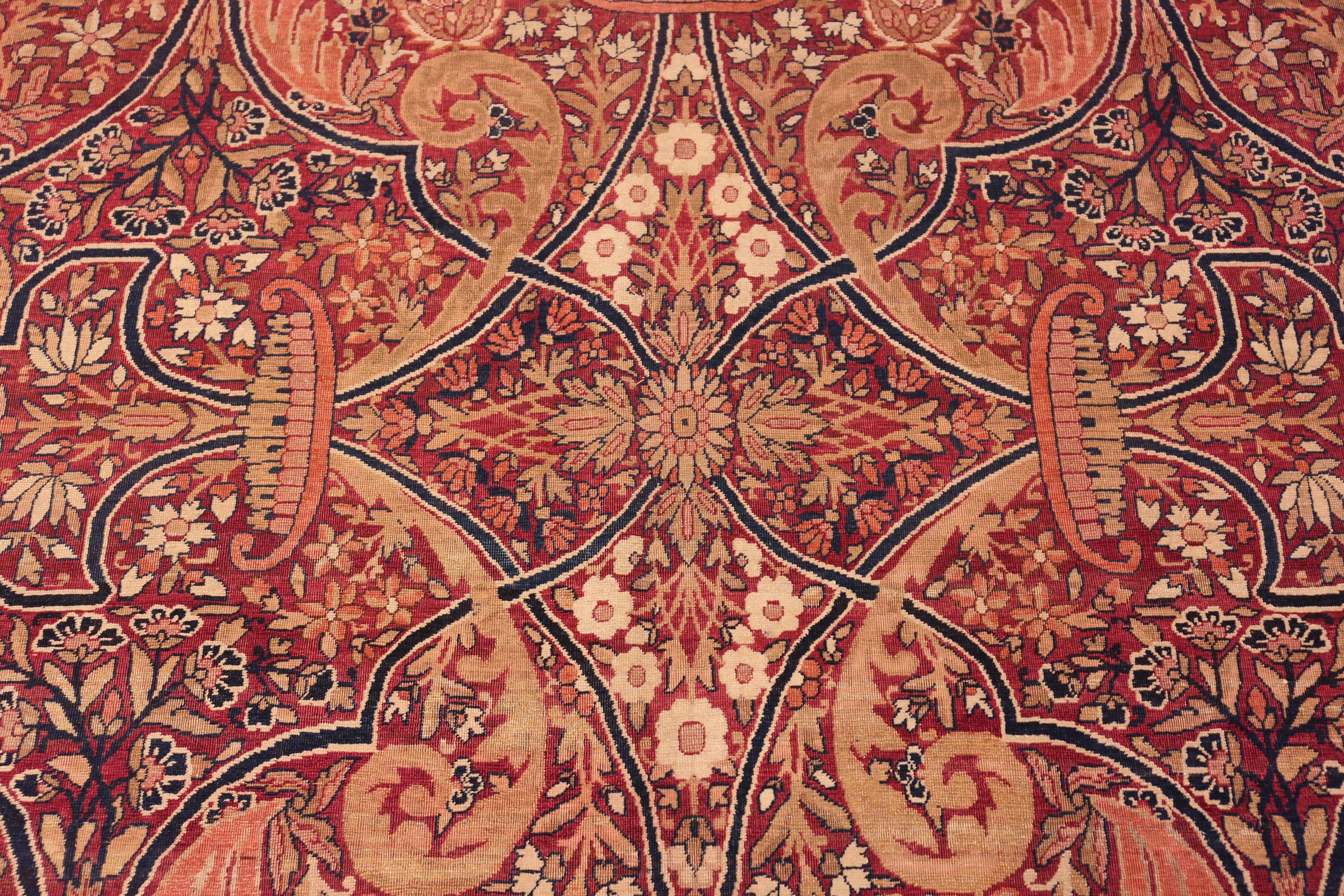 Antique Persian Kerman Area Rug. 10 ft 10 in x 14 ft 4 in In Good Condition For Sale In New York, NY