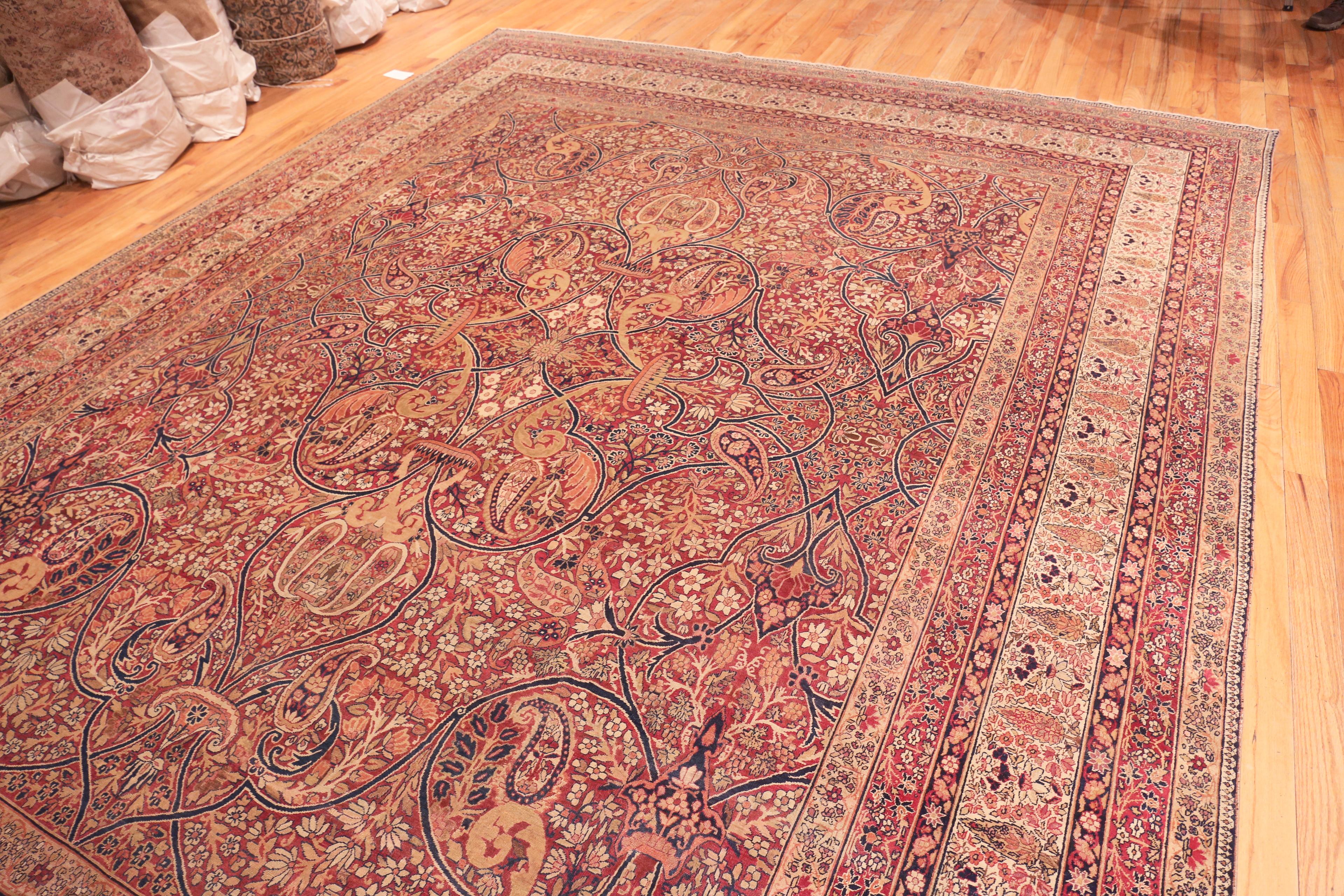 Antique Persian Kerman Area Rug. 10 ft 10 in x 14 ft 4 in For Sale 2