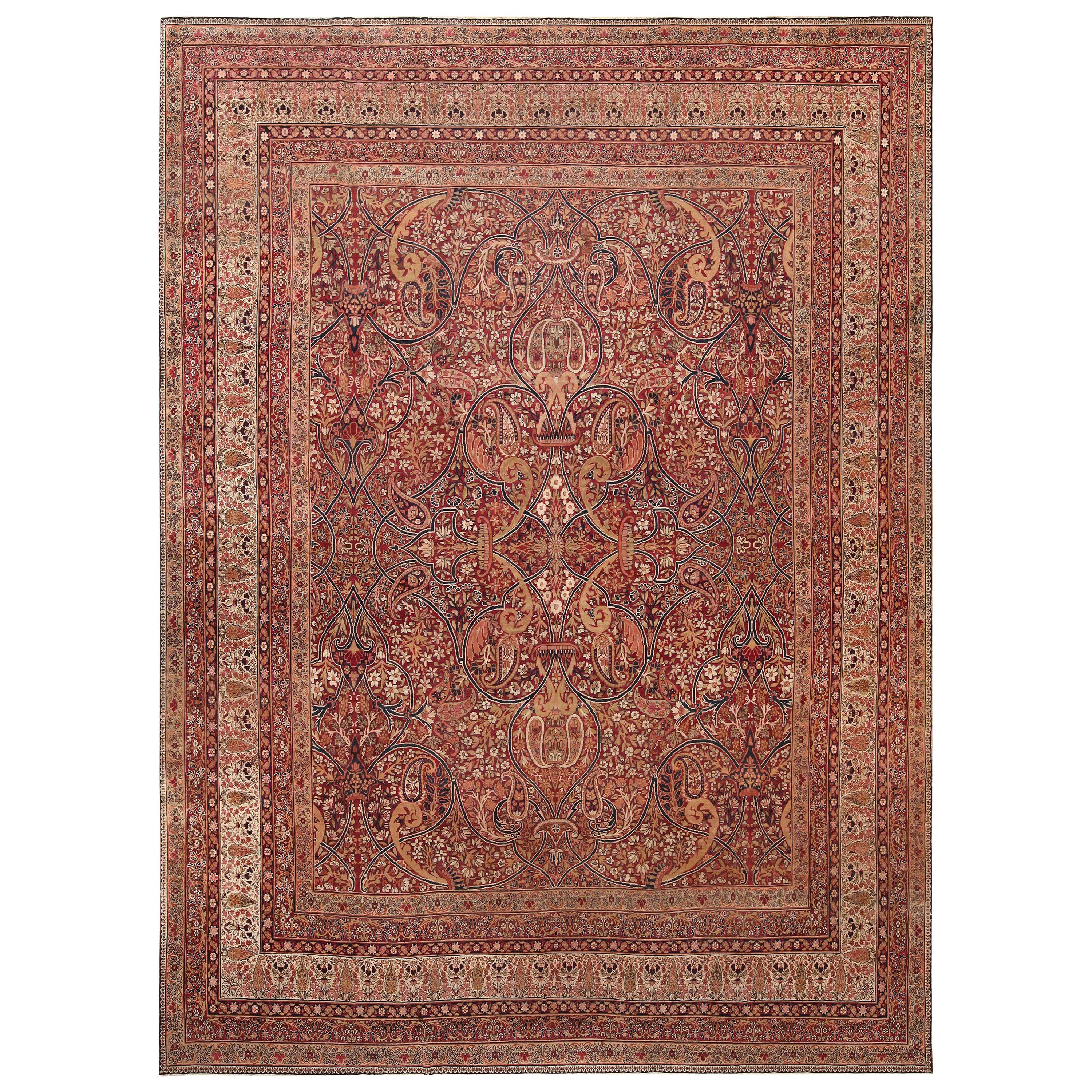 Antique Persian Kerman Area Rug. 10 ft 10 in x 14 ft 4 in For Sale