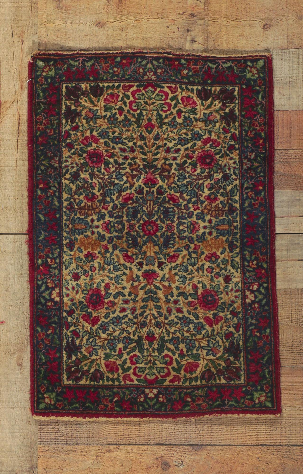 Wool Antique Persian Kerman Carpet For Sale