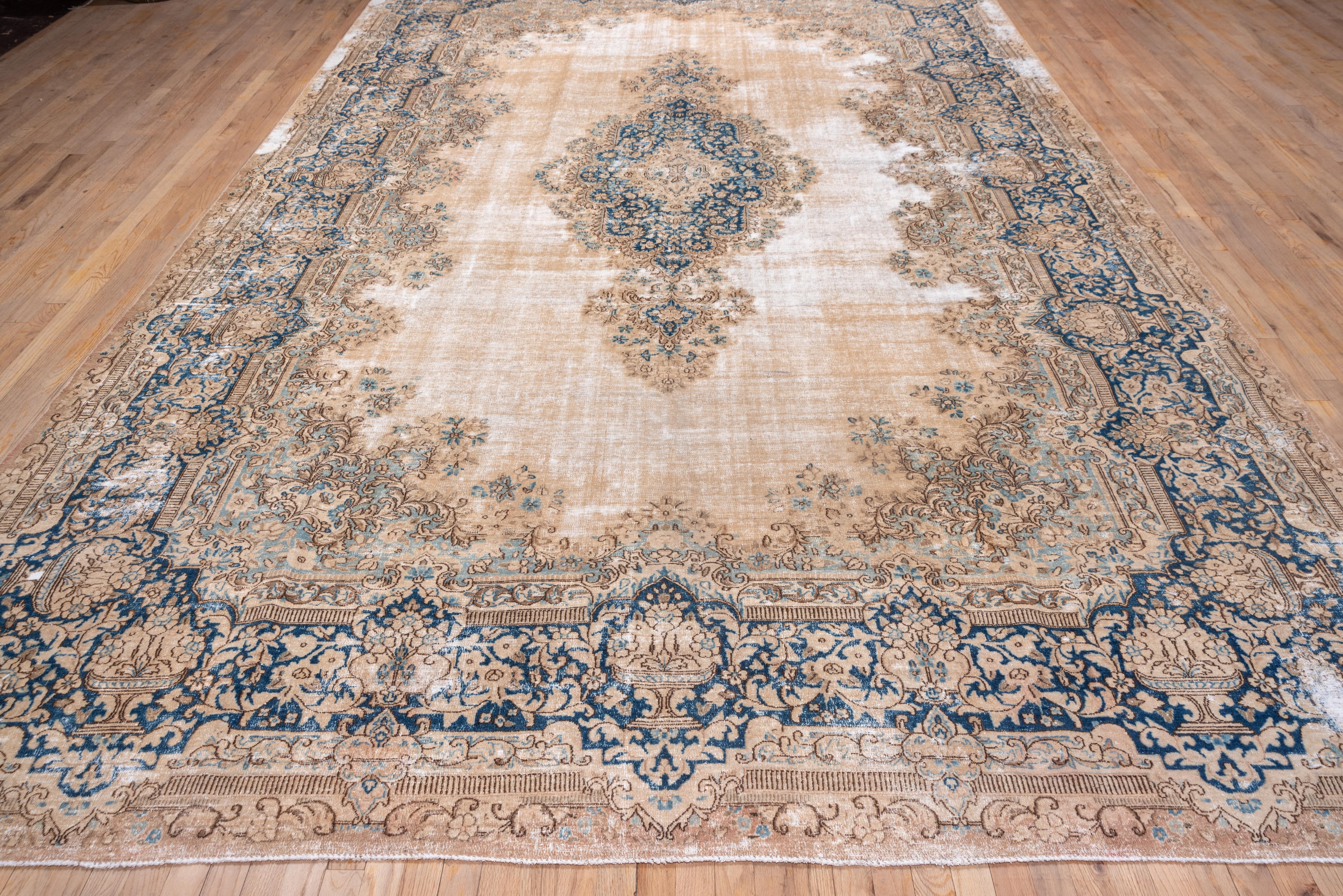 Mid-20th Century Antique Persian Kerman Carpet, Shabby Chic For Sale