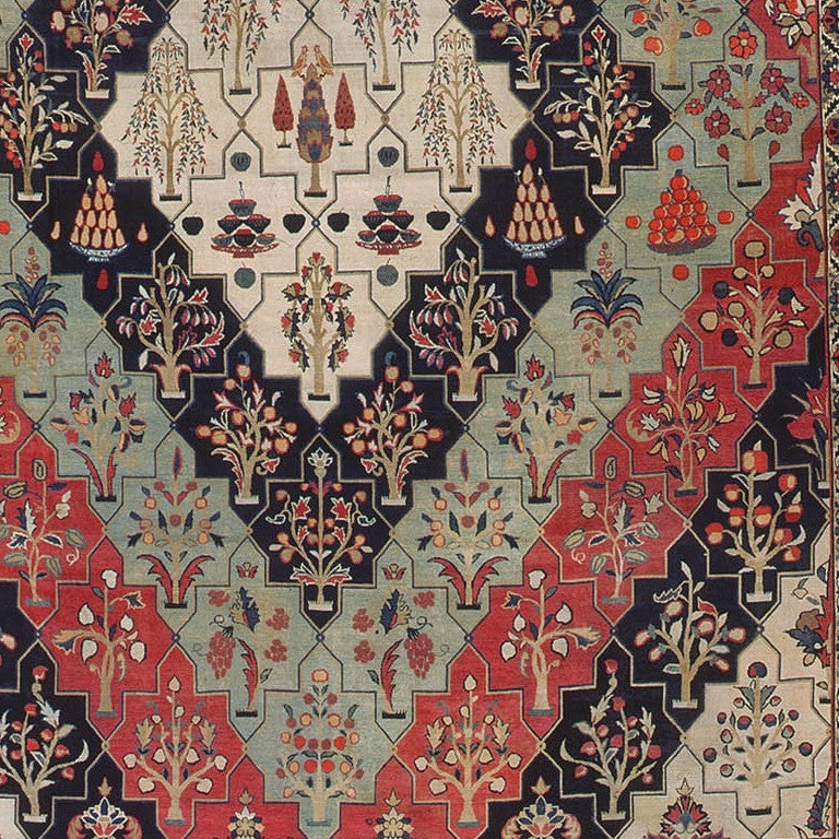 Kirman Tappeto Nazmiyal Antique Persian Kerman Gardeb Design. 11 ft 11 in x 16 ft 1 in in vendita