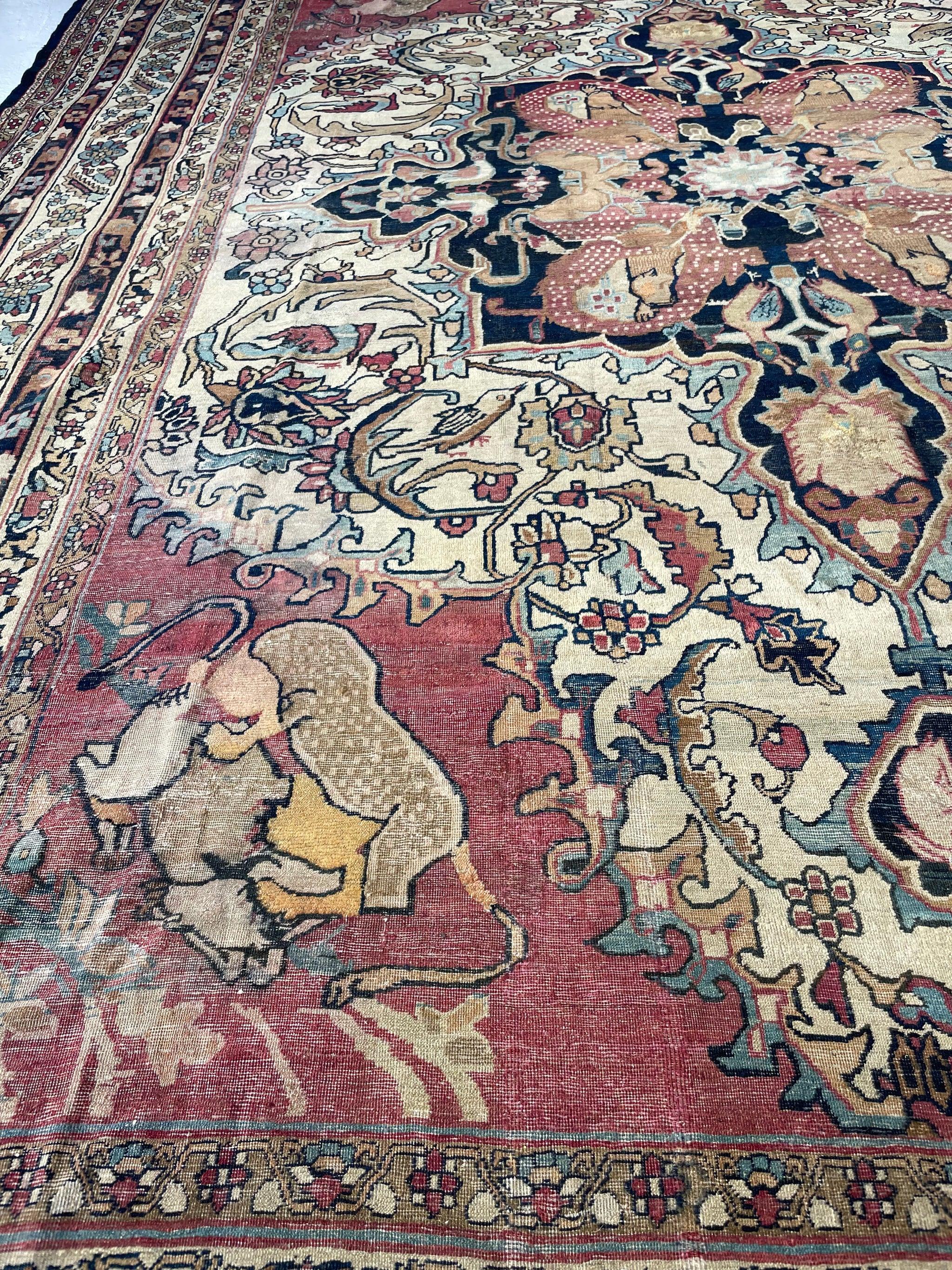 Antiker persischer Kerman-Lavar-Teppich, ca. 1880er Jahre (Handgeknüpft) im Angebot