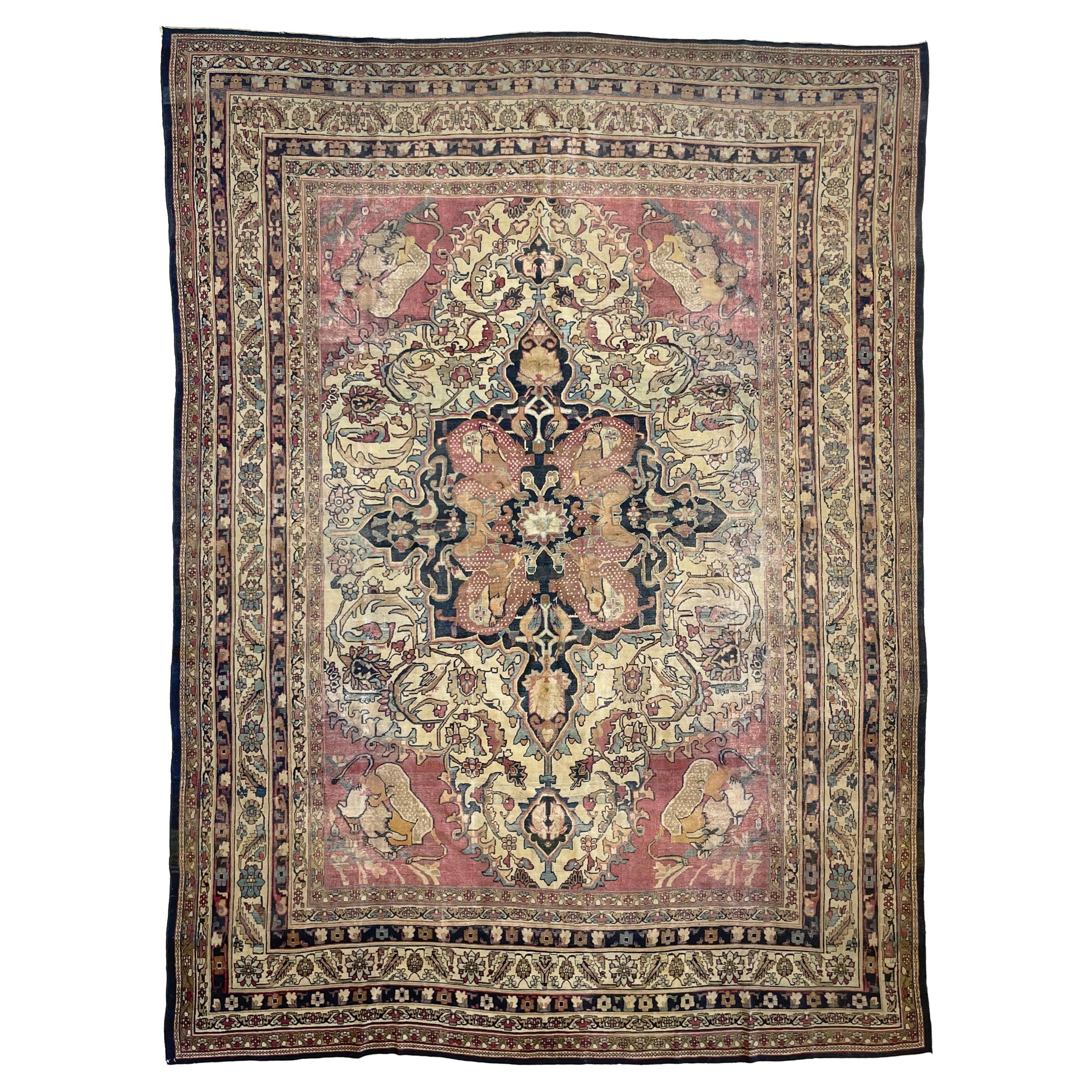 Antique Persian Kerman Lavar Rug, c. 1880's