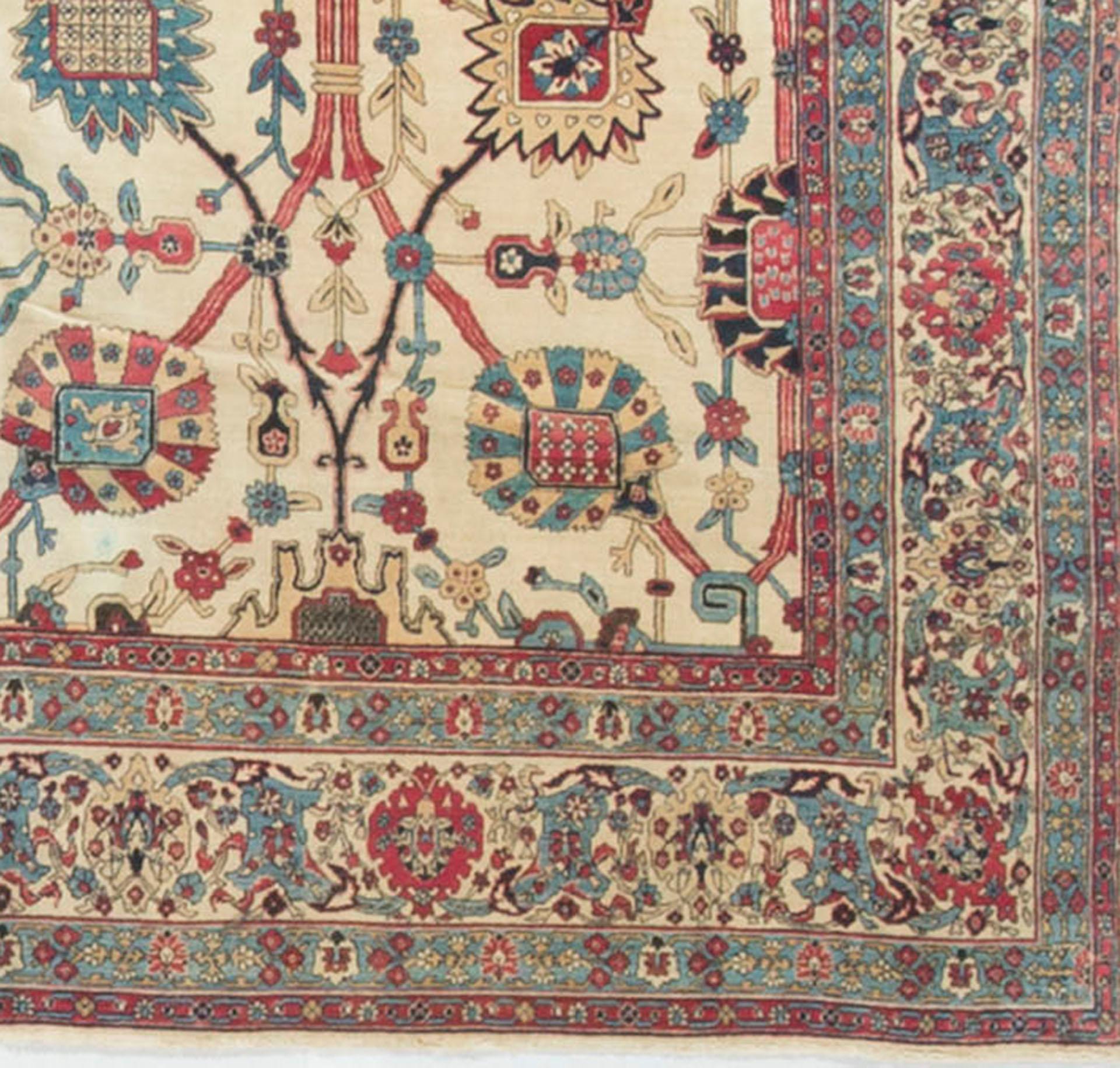 Kirman Antique Persian Kerman Lavar Rug Carpet, circa 1900 For Sale