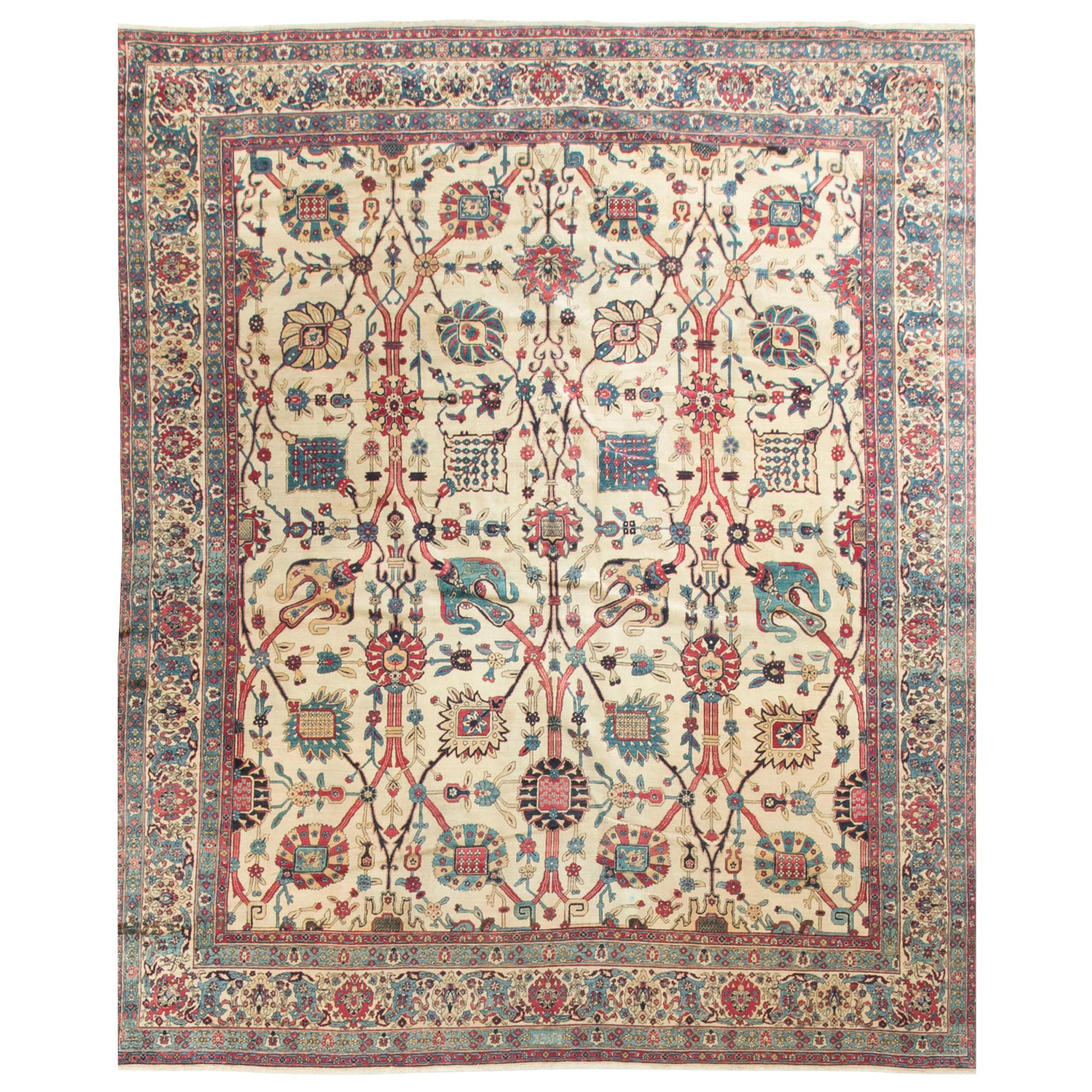 Antique Persian Kerman Lavar Rug Carpet, circa 1900 For Sale