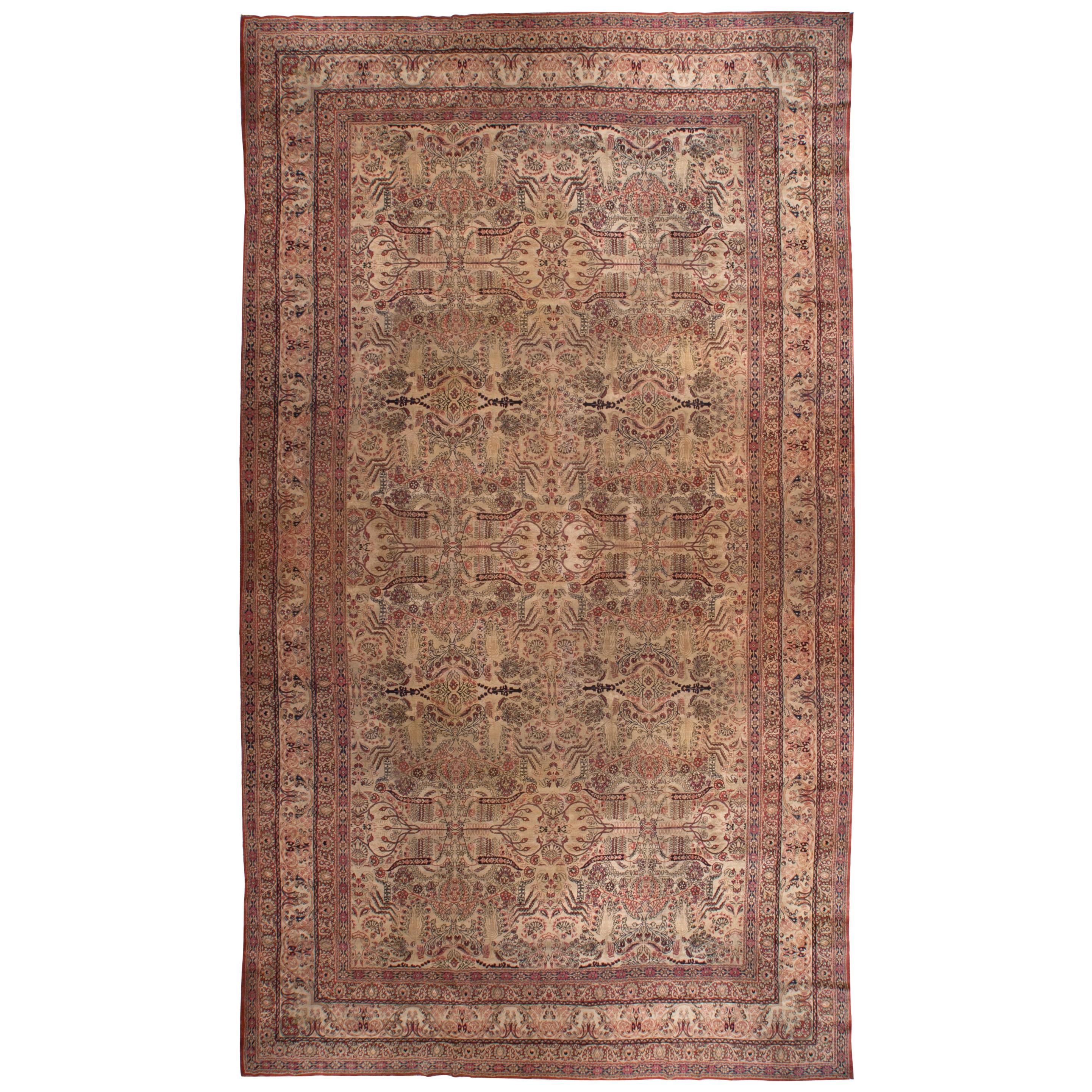 Alfombra Persa Antigua Kerman Lavar, circa 1880, 11'6 x 19'8