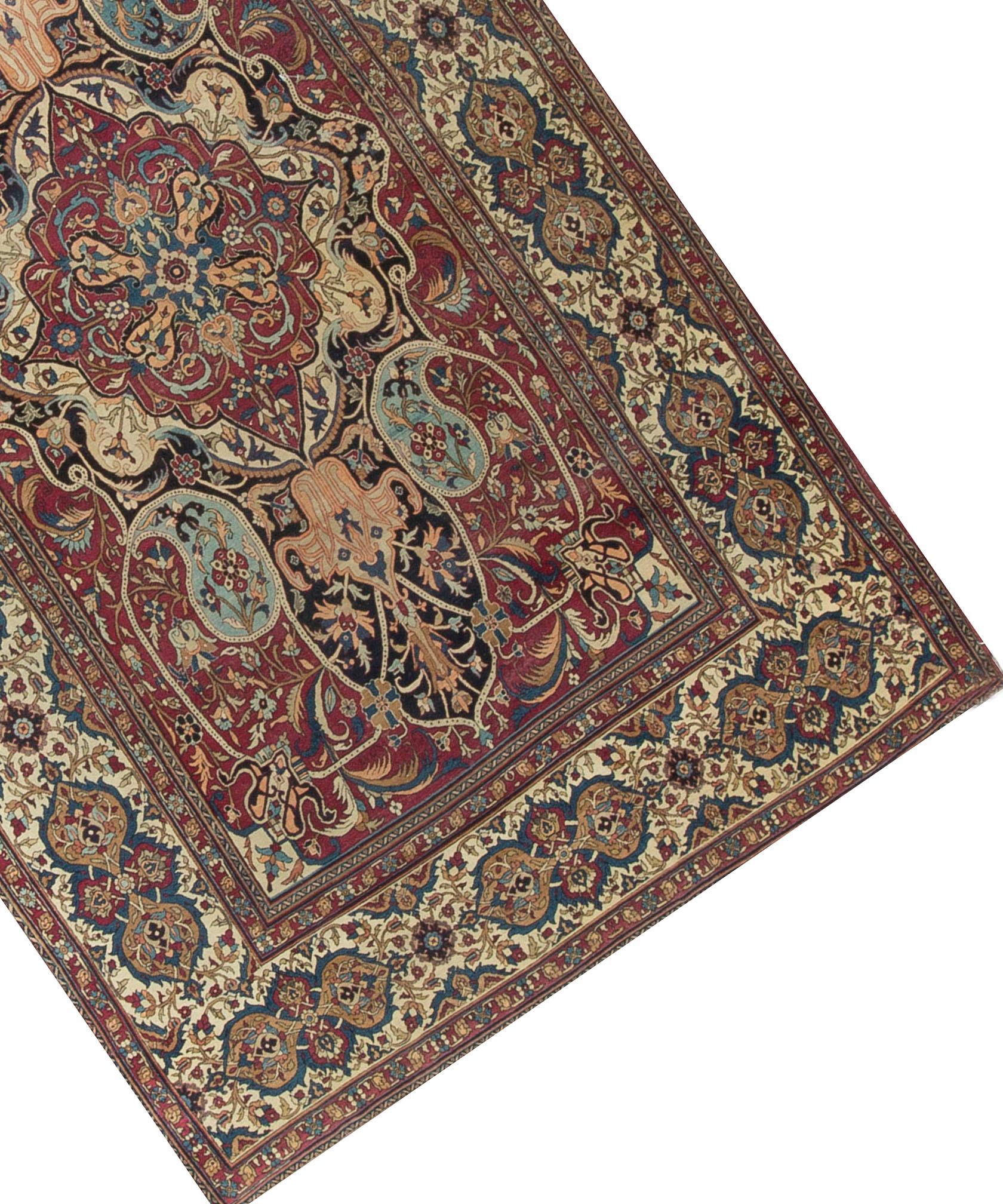 Some of the finest rugs in the world come from the famous weaving area known as Lavar or Ravar. Situated around 60 miles north of Kirman they have been weaving rugs of exceptional quality for over 200 years. This particular example displays all the