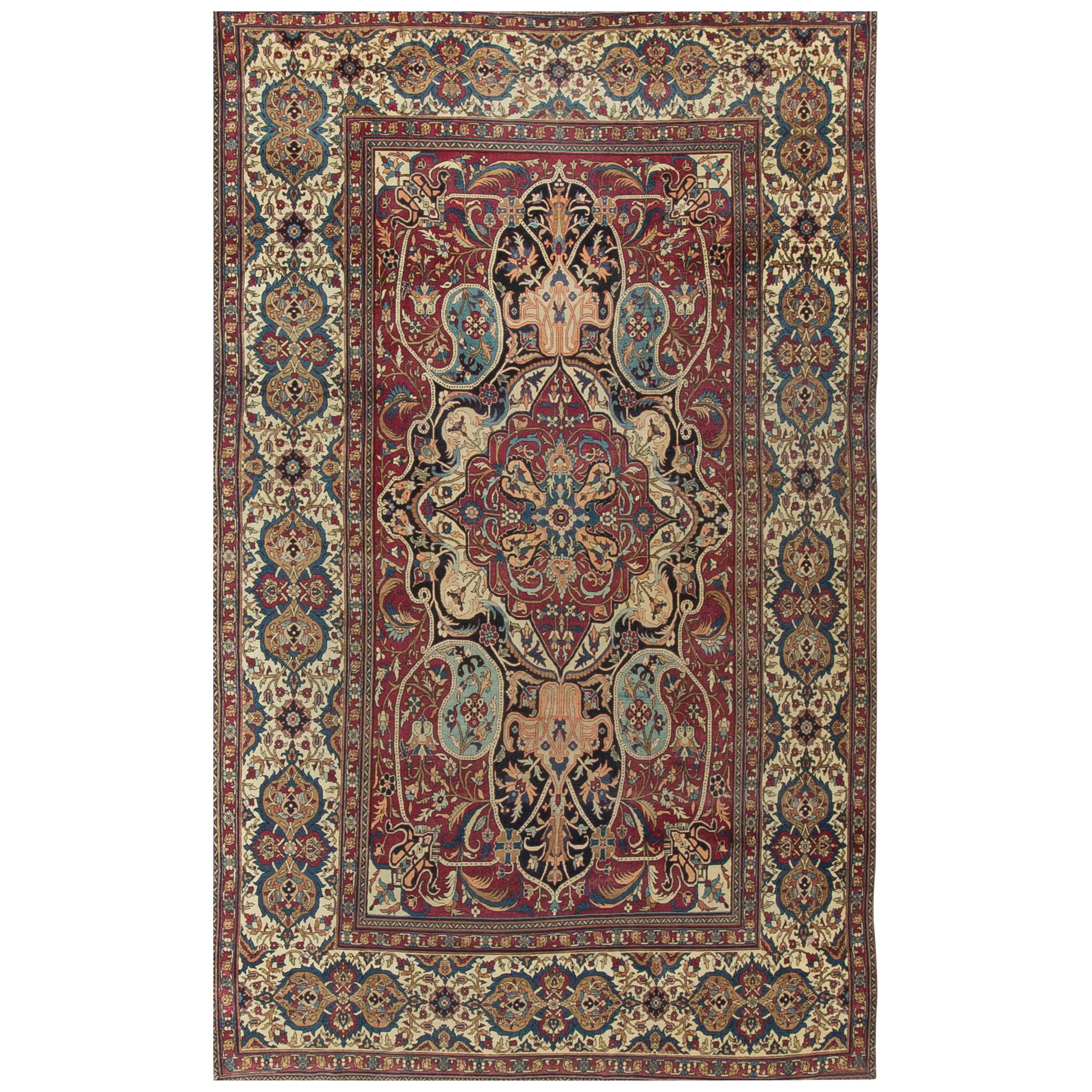 Ancien tapis persan Kerman Lavar