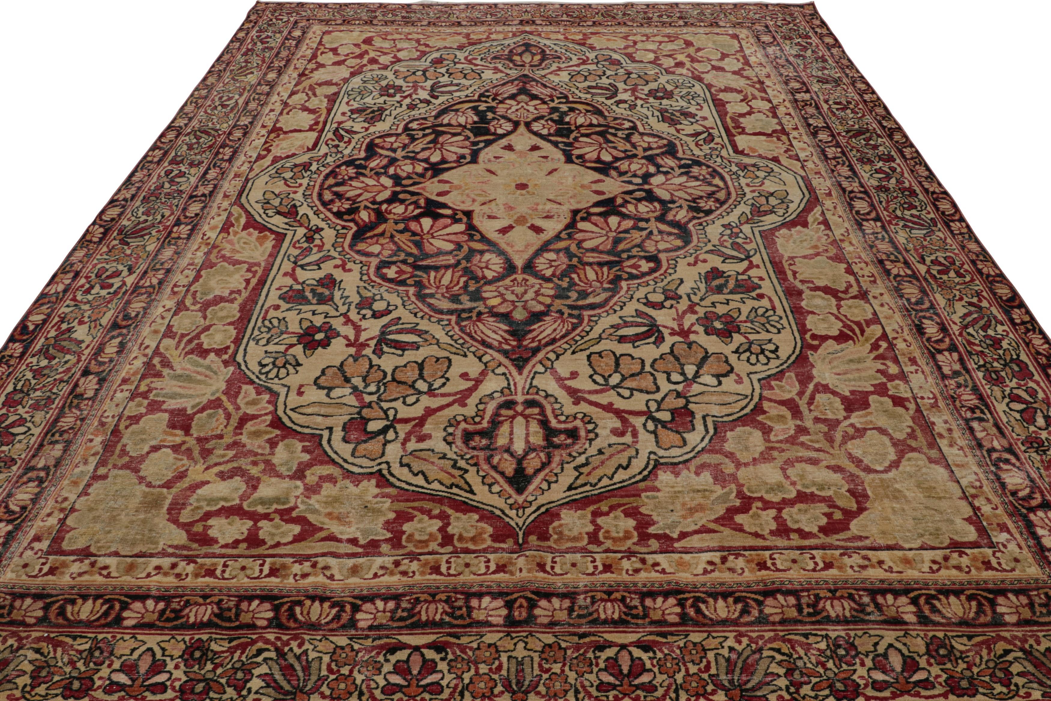 Hand-Woven Antique Persian Kerman Lavar rug, with Floral Patterns, from Rug & Kilim For Sale