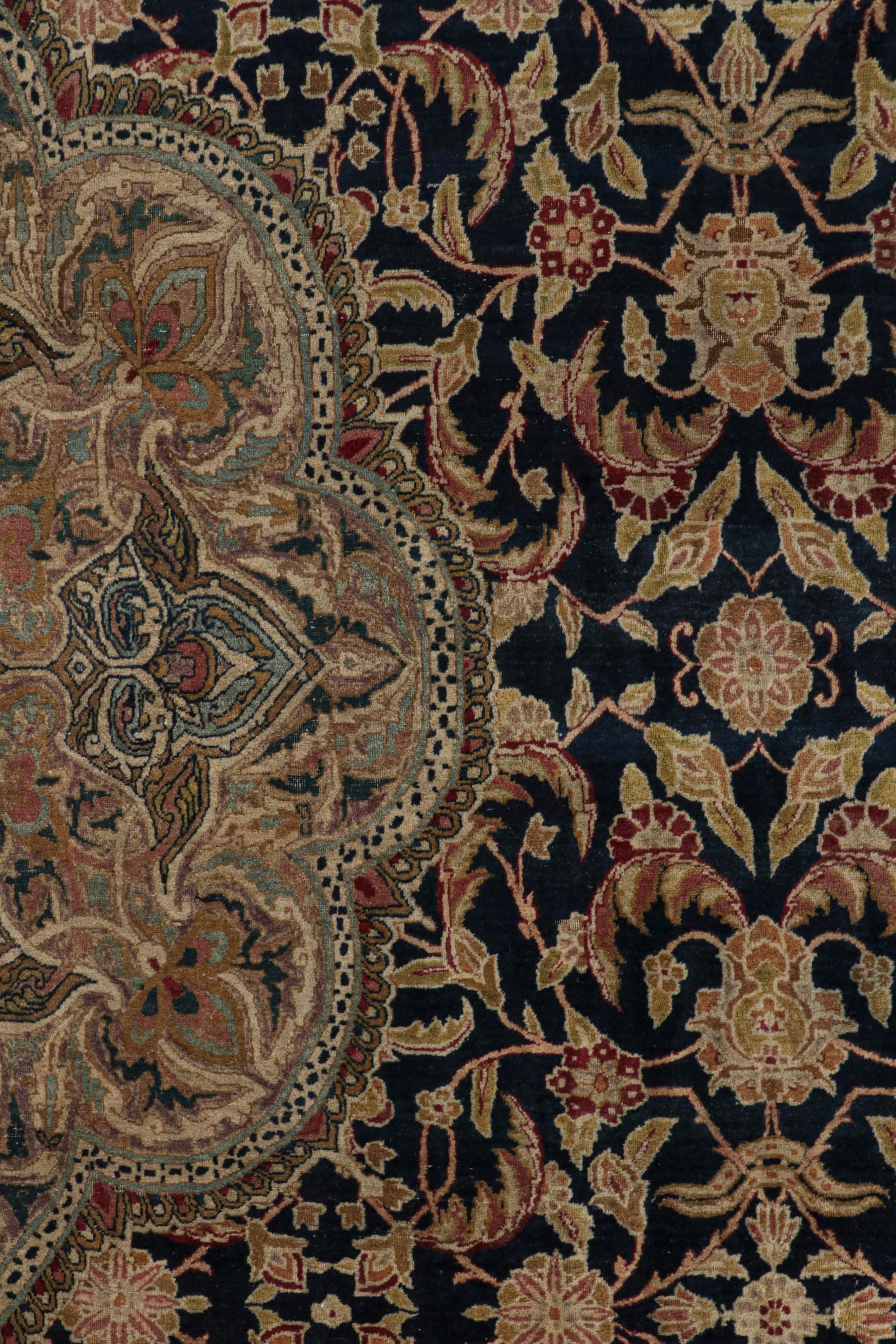 Early 20th Century Antique Persian Kerman Lavar rug, with Floral Patterns For Sale