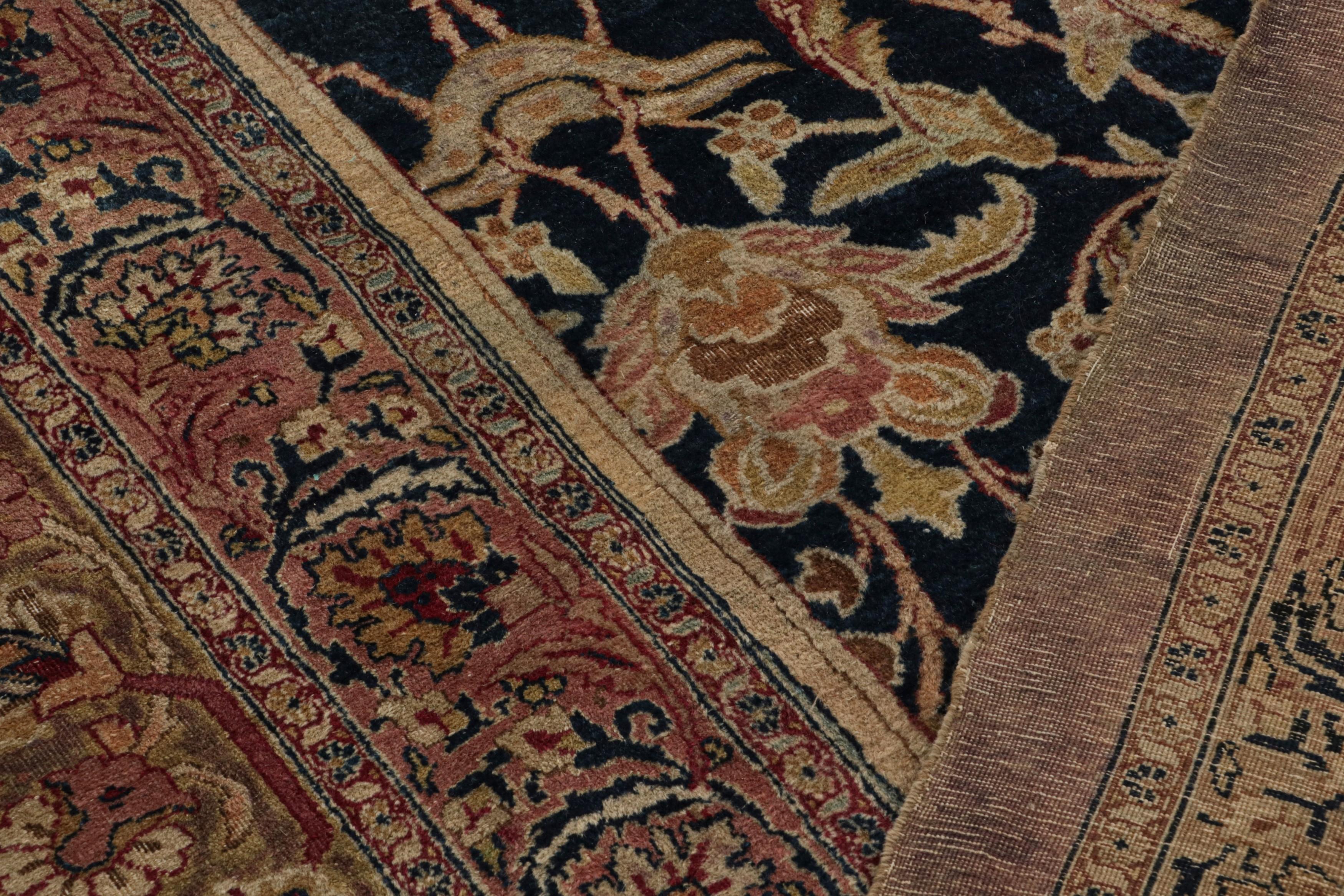 Silk Antique Persian Kerman Lavar rug, with Floral Patterns For Sale