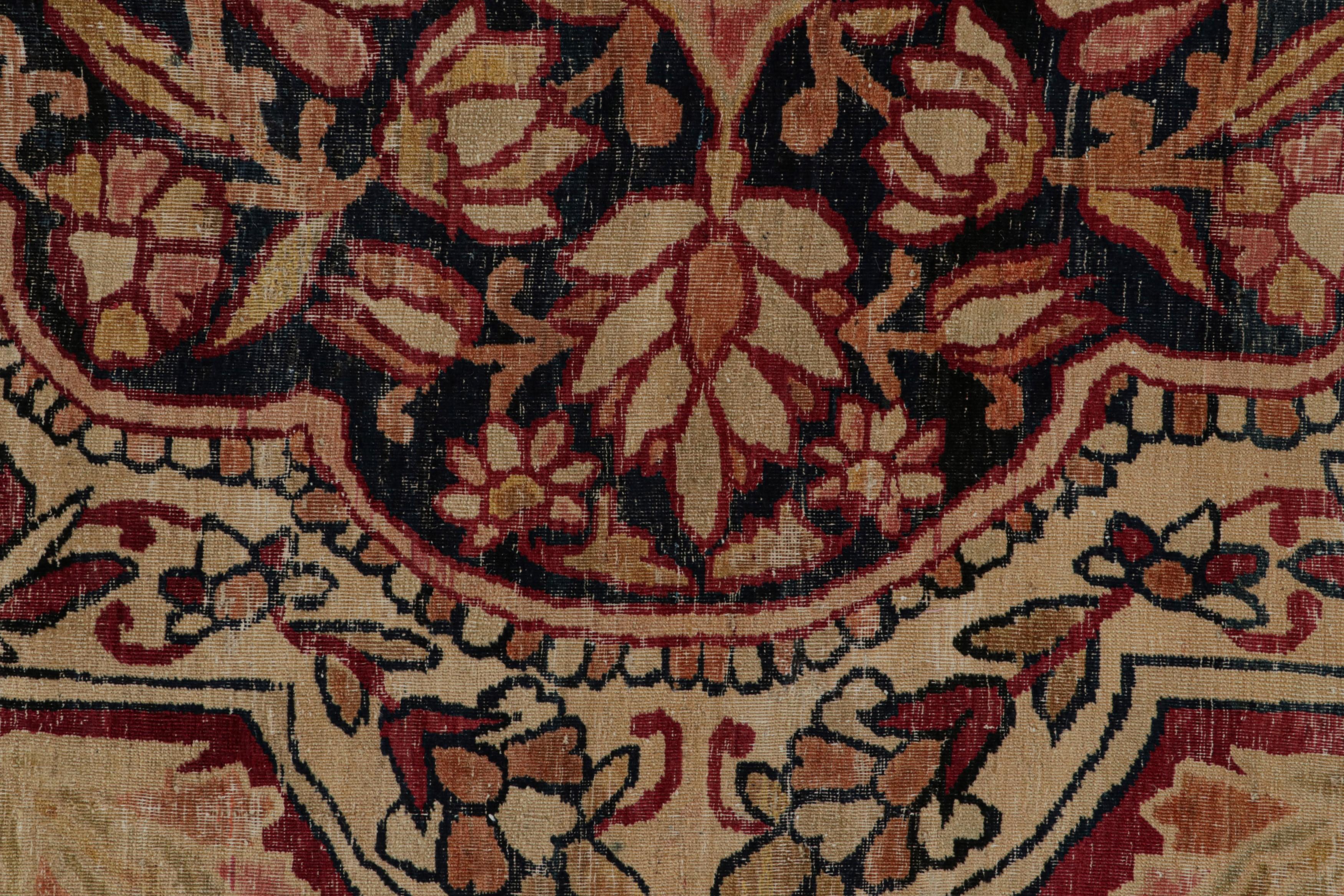 Wool Antique Persian Kerman Lavar rug, with Floral Patterns, from Rug & Kilim For Sale