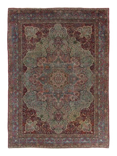 Antique Persian Kerman Lavar Rug with Medallion in Multicolour - Rug & Kilim