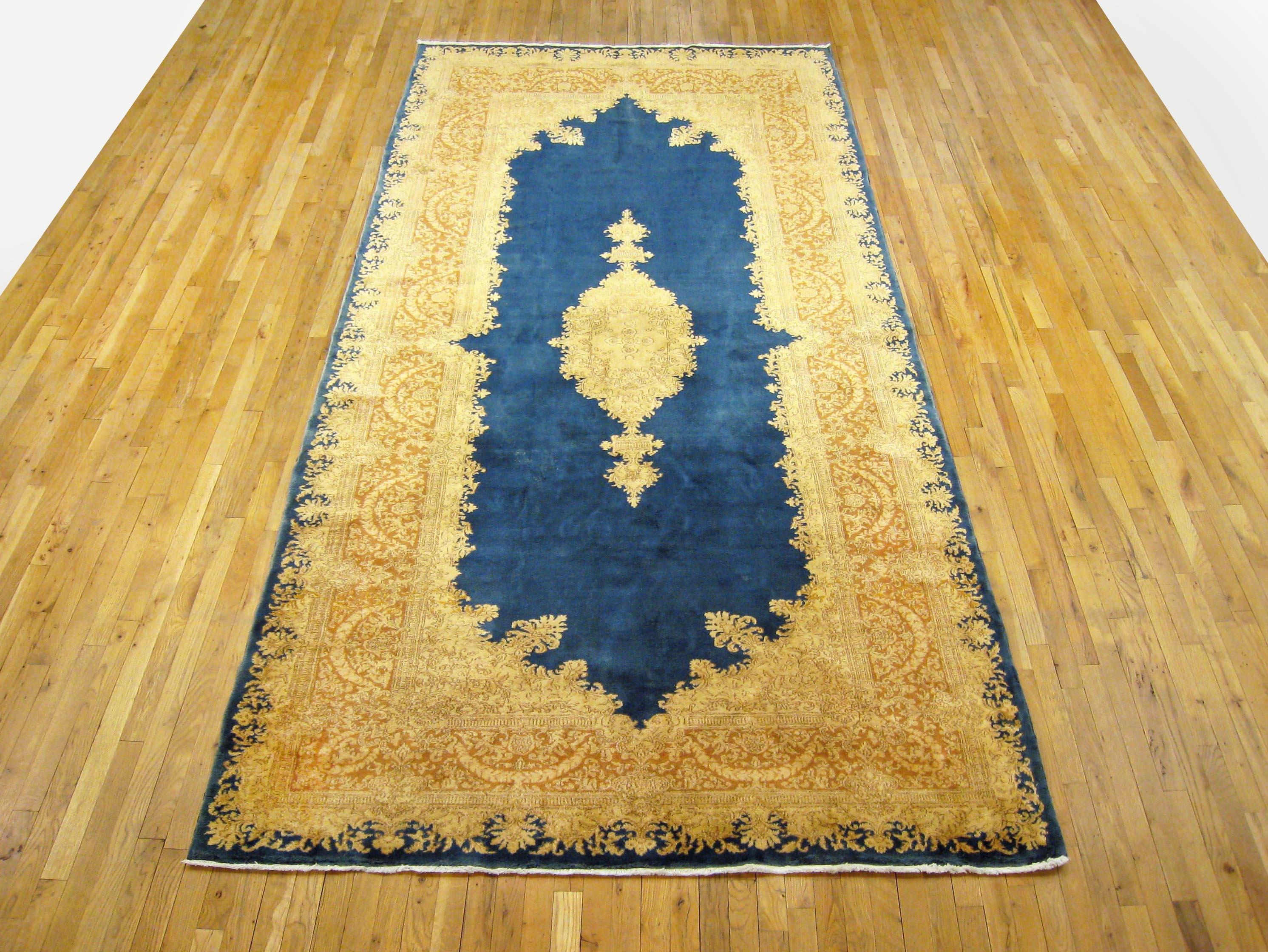 Antique Persian Kerman oriental carpet, size 12'6