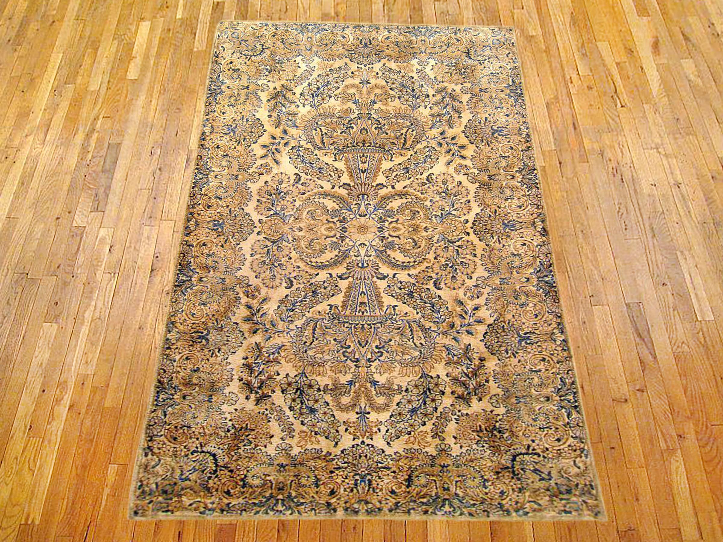 Antique Persian Kerman oriental carpet, size 7'2