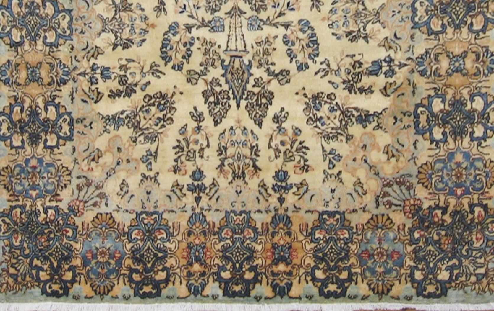 Hand-Knotted Antique Persian Kerman Oriental Rug, Room Size, with Floral Elements For Sale