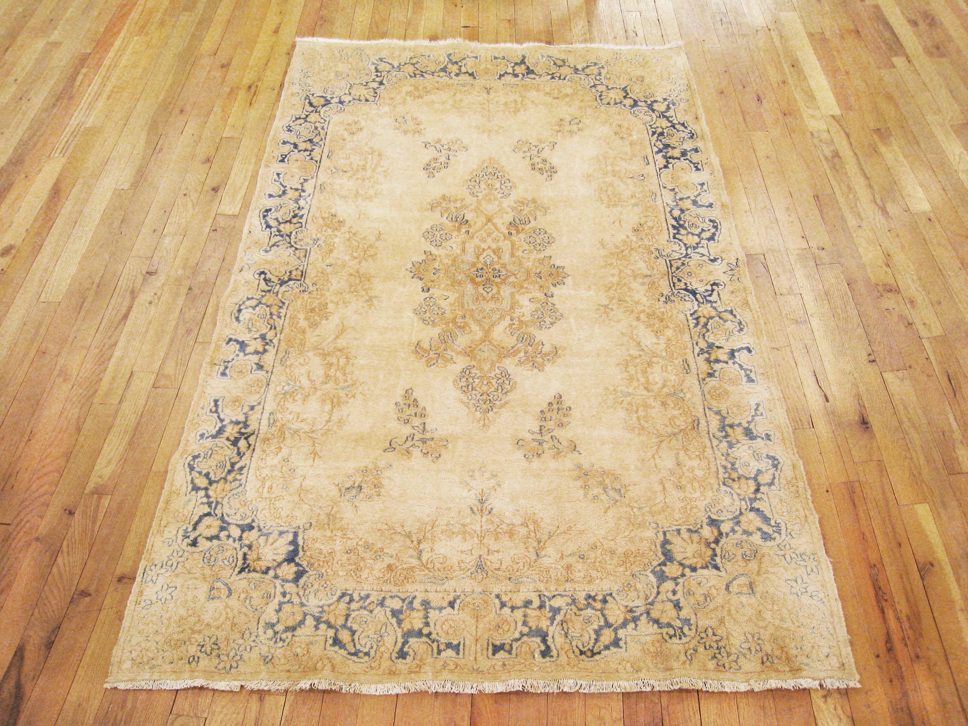 Hand-Knotted Antique Persian Kerman Oriental Rug, Room Size, with Floral Elements For Sale