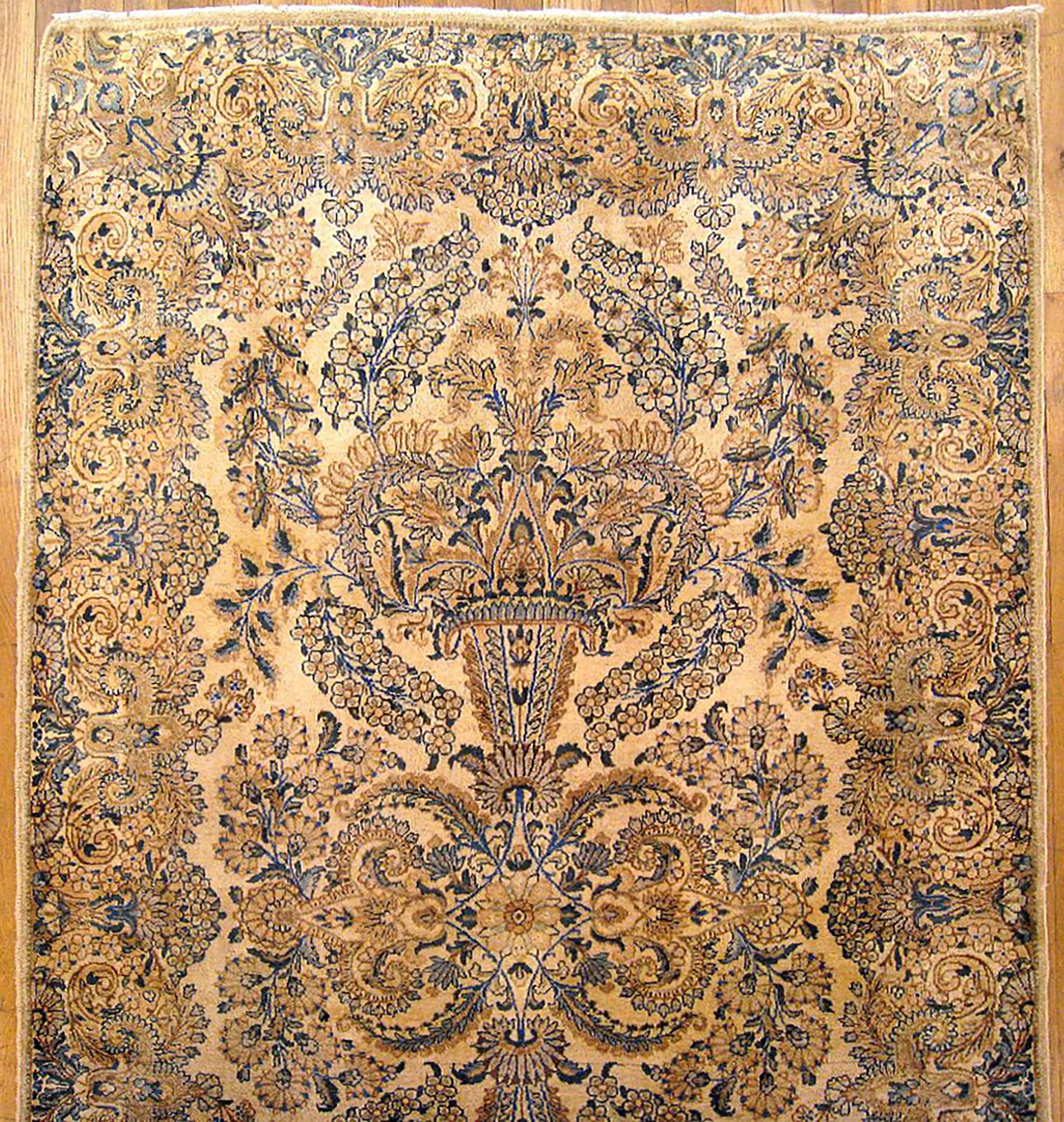 Antique Persian Kerman Oriental Rug, Room Size, with Floral Elements In Good Condition For Sale In New York, NY