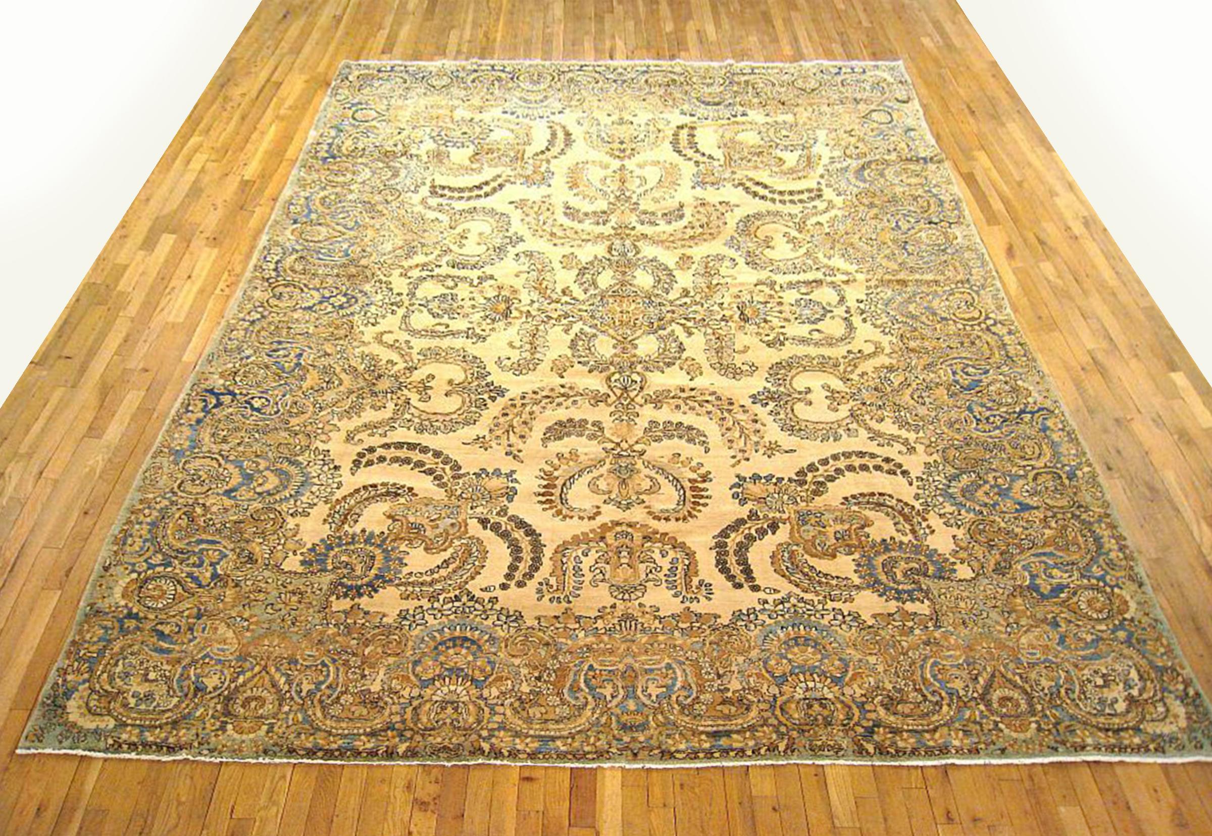 Antique Persian Kerman oriental carpet, size 13'6