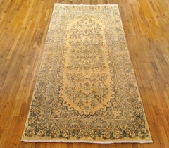 Antique Persian Kerman Oriental Rug, Runner Size, with Floral Elements