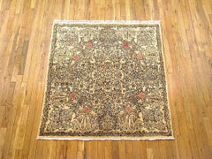Antique Persian Kerman Oriental Rug, Small Size, with Floral Elements