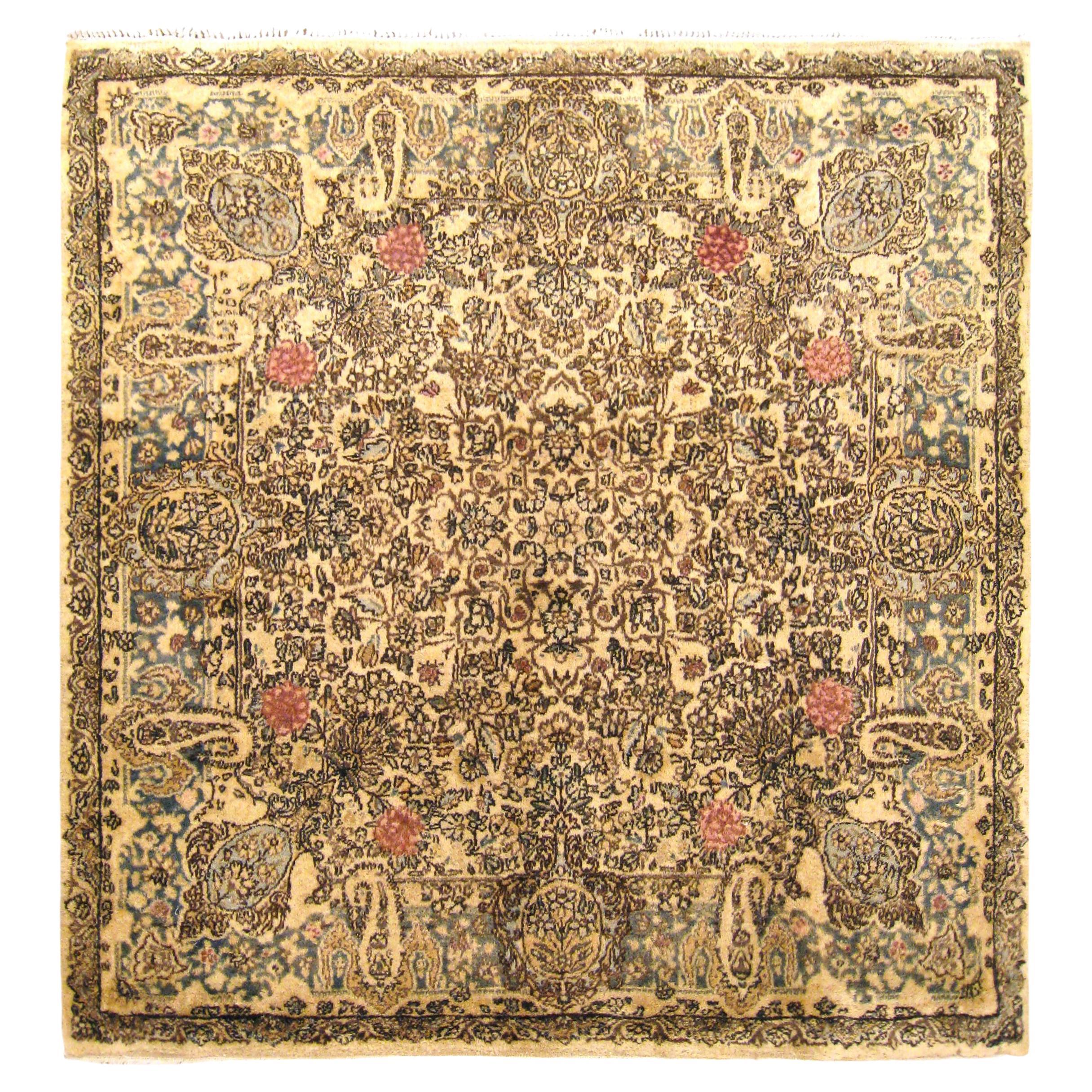 Antique Persian Kerman Oriental Rug, Small Size, with Floral Elements For Sale