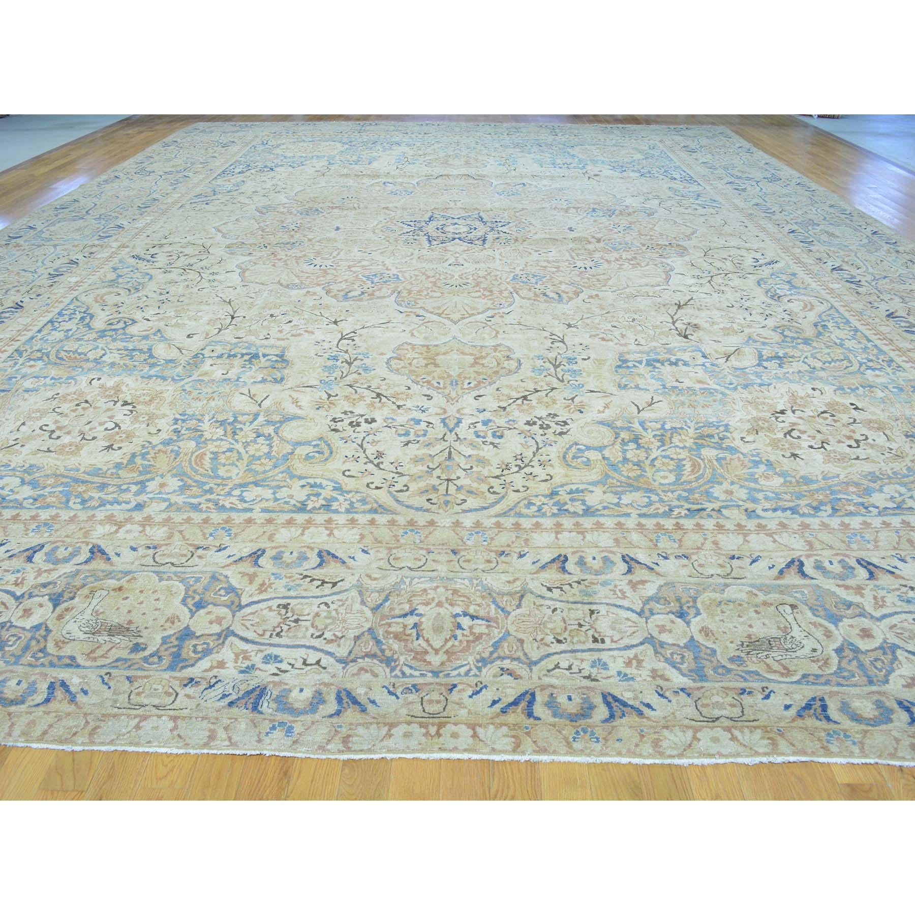 Antique Persian Kerman oversize good Cond handmade rug, measures: 15'4