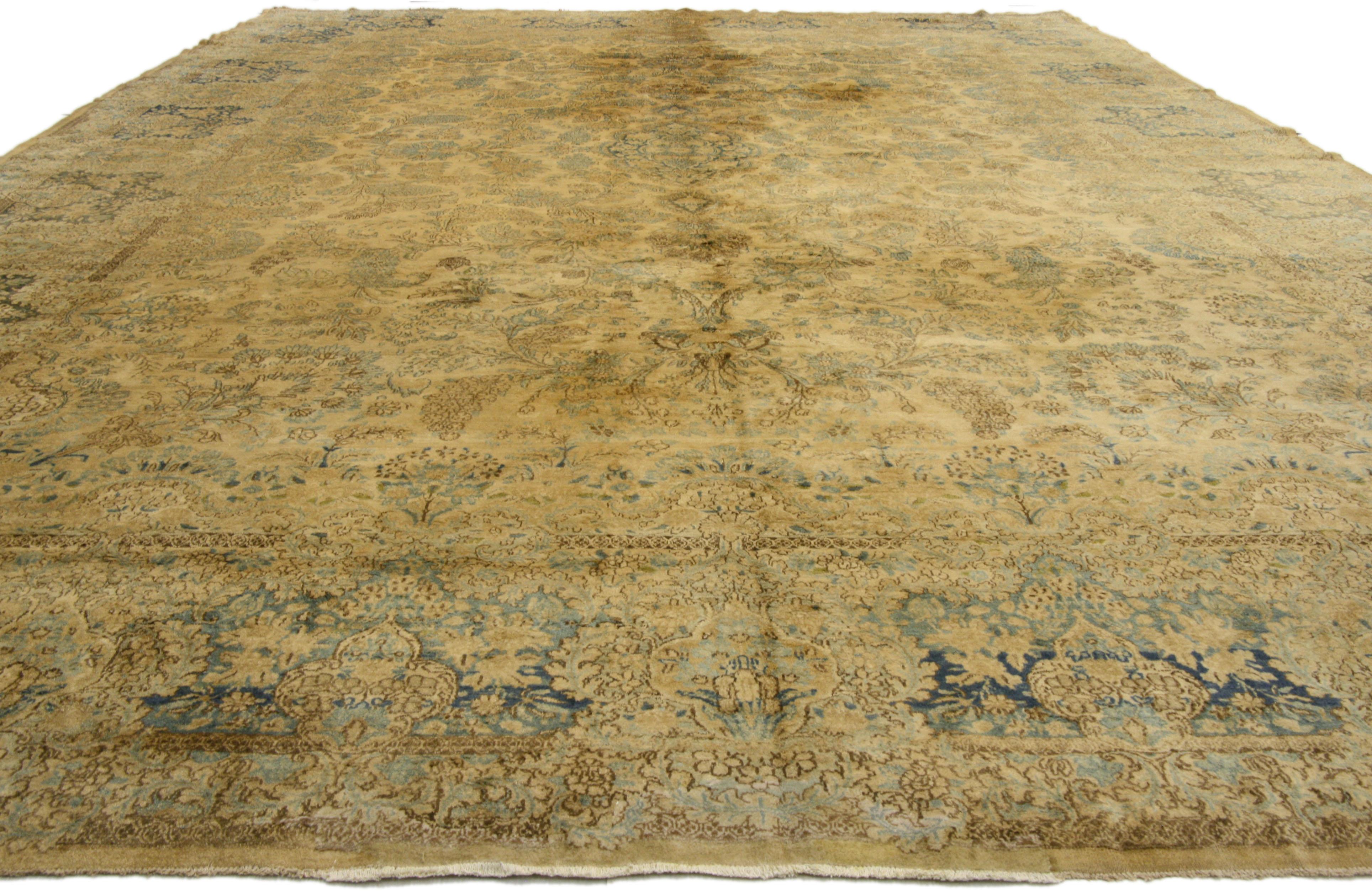Hand-Knotted Antique Persian Kerman Palace Rug with French Victorian Style, Kirman Rug For Sale