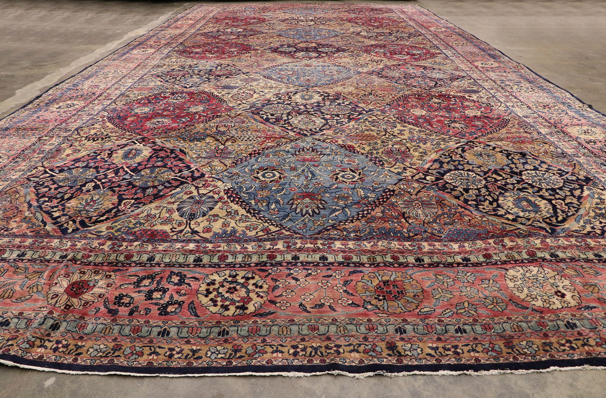 Oversized Antique Persian Kerman Rug, Hotel Lobby Size Carpet For Sale 1